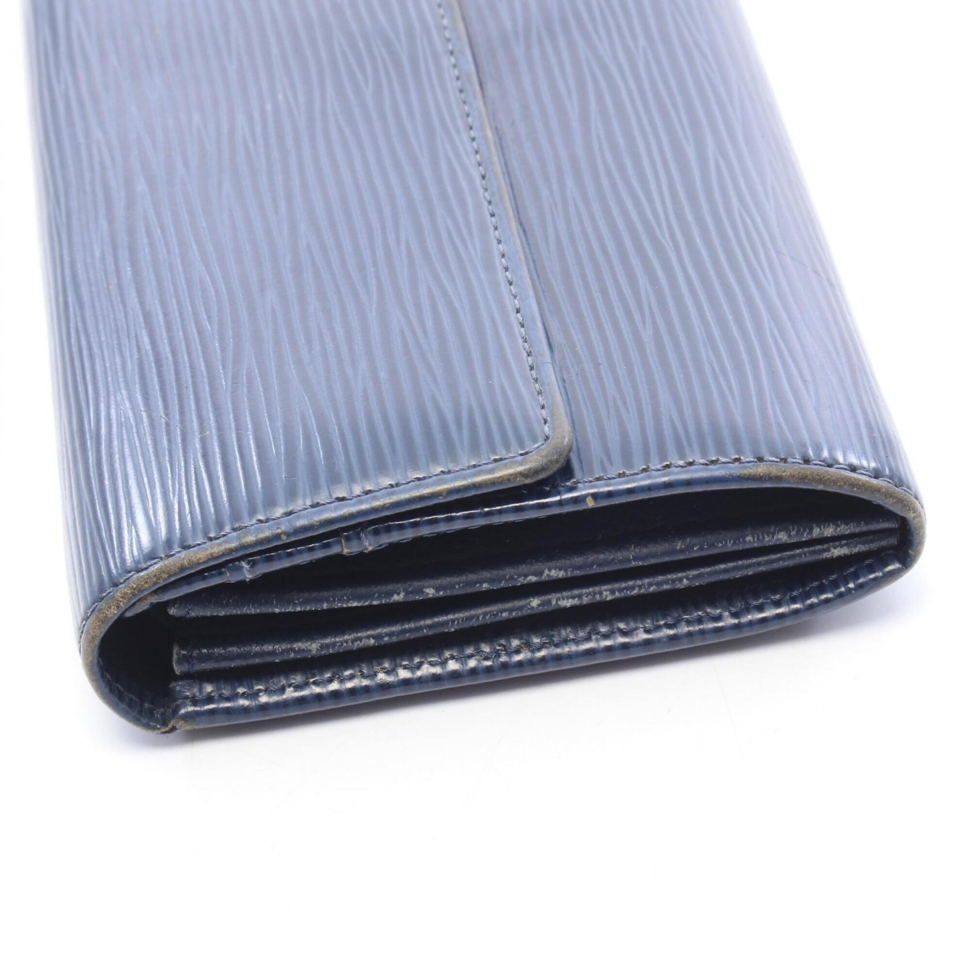 Louis Vuitton Navy Leather Long Wallet (Bi-Fold) (Pre-Owned)