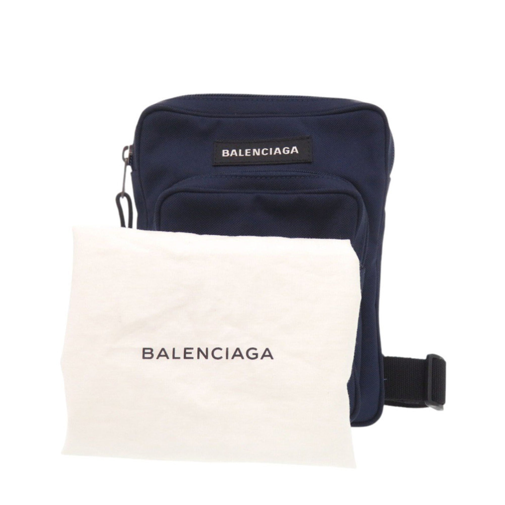 Balenciaga Black Navy Nylon Shoulder Bag Sling Bag (Pre-Owned)