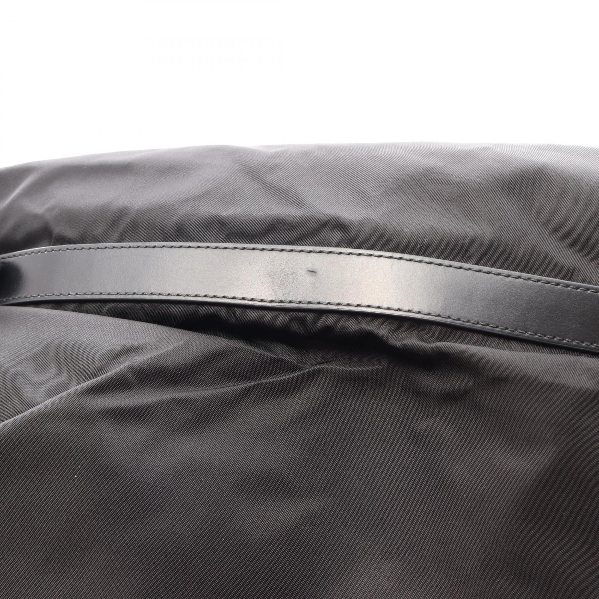Prada Black Nylon Leather Handbag Shoulder Bag (Pre-Owned)