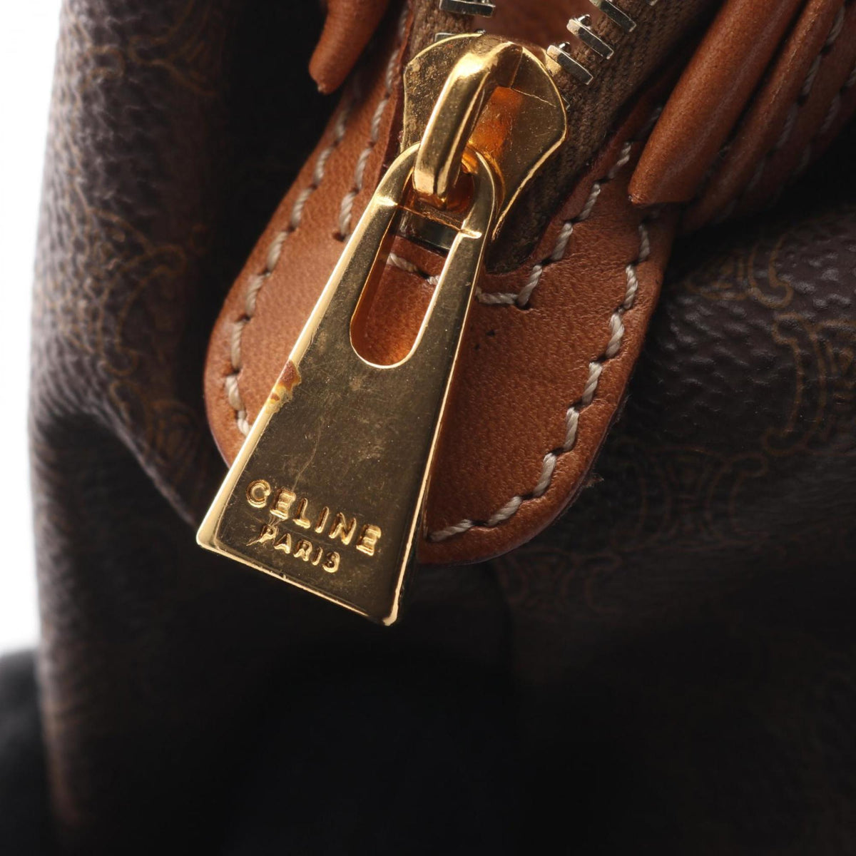 Celine Brown Leather Pvc Pouch (Pre-Owned)