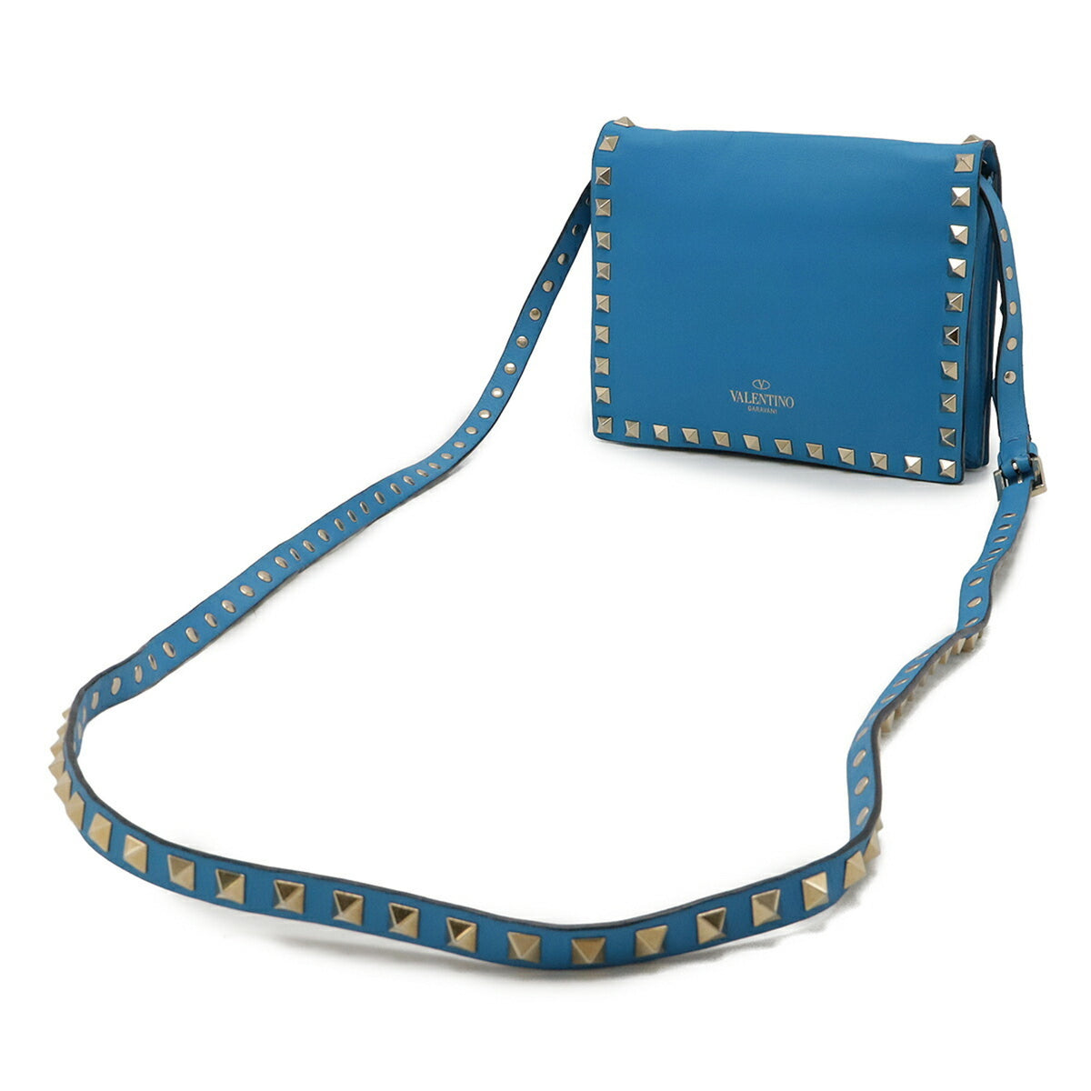 Valentino Garavani Blue Leather Clutch Bag Shoulder Bag (Pre-Owned)