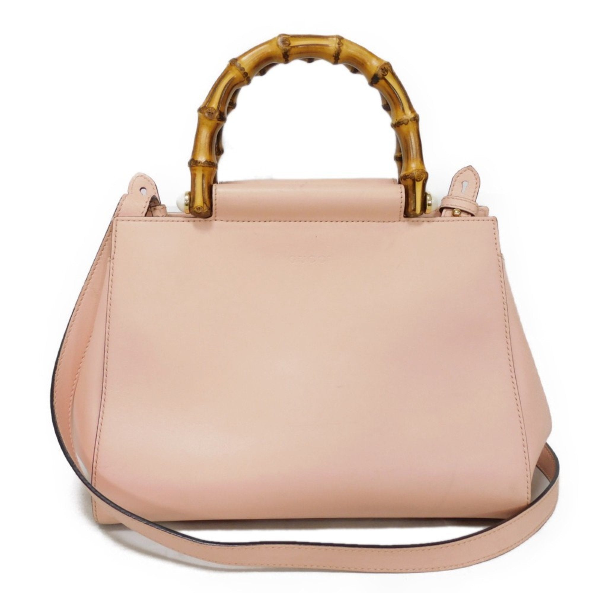 Gucci Light Pink Bamboo Leather Handbag (Pre-Owned)
