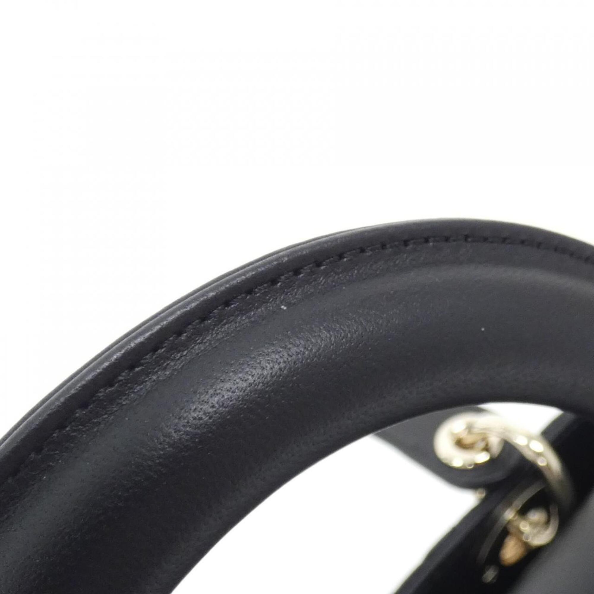 Christian Dior Lady Dior Black Leather Handbag (Pre-Owned)