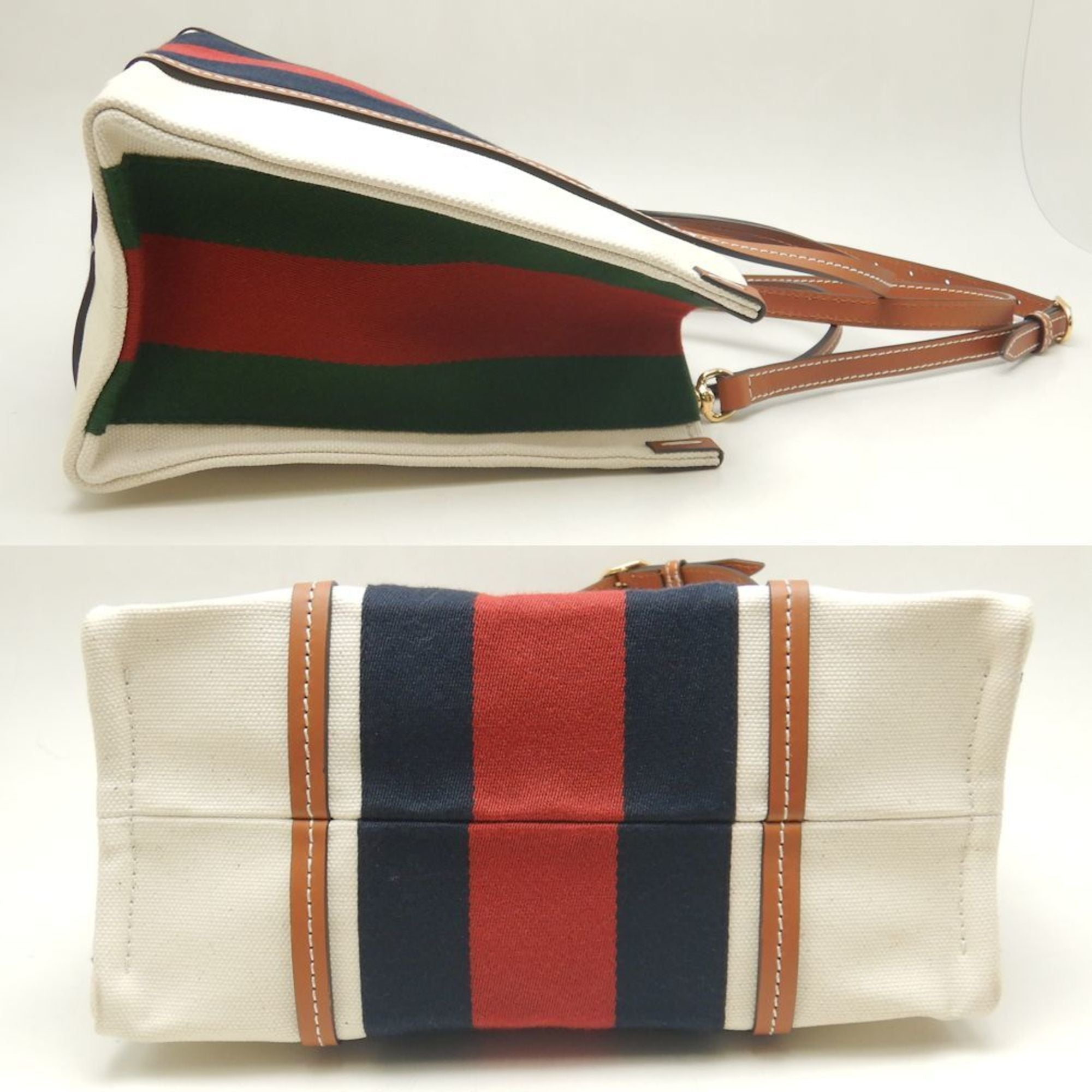 Gucci Brown Ivory Canvas Tote Bag (Pre-Owned)
