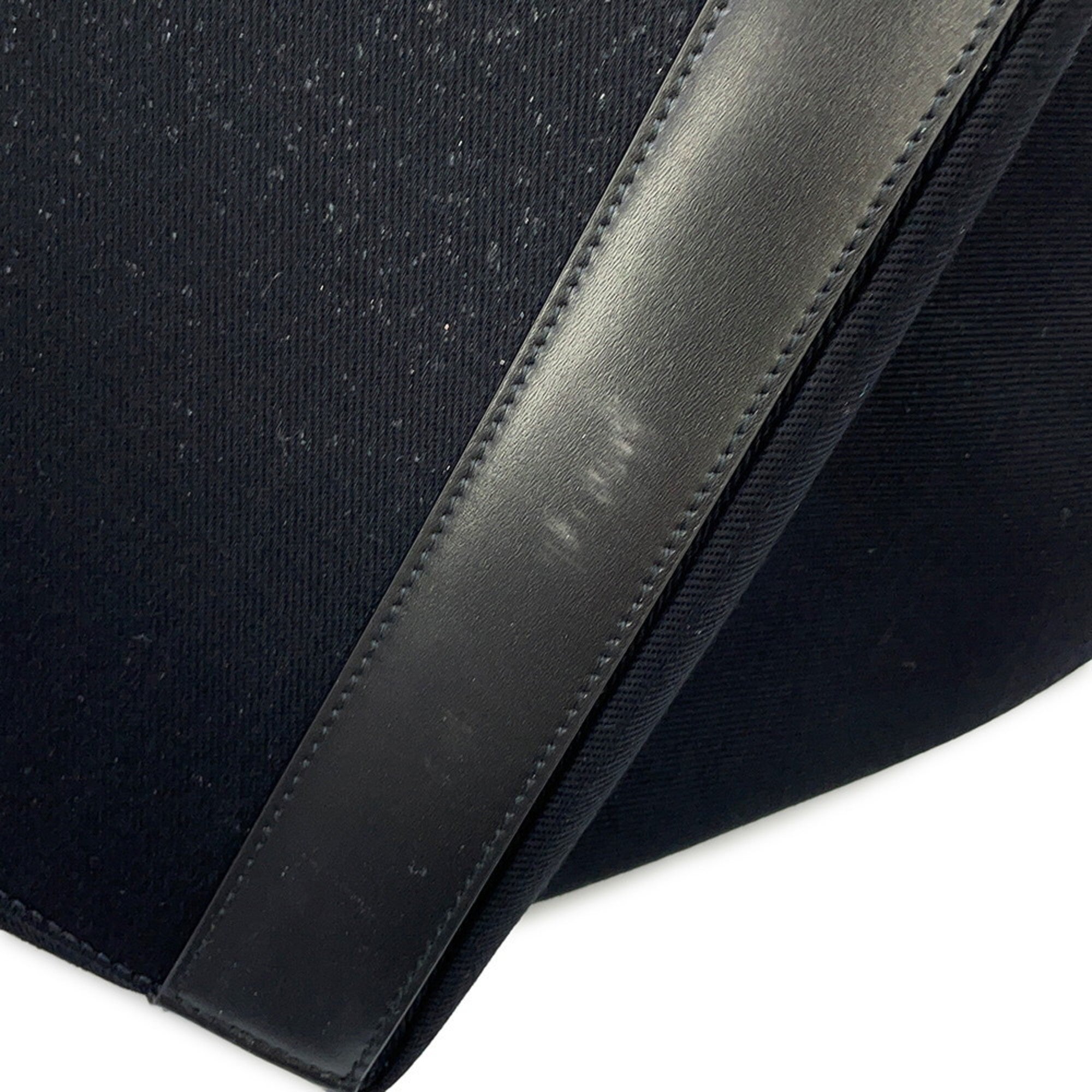 Yves Saint Laurent Black Canvas Leather Handbag Tote Bag (Pre-Owned)