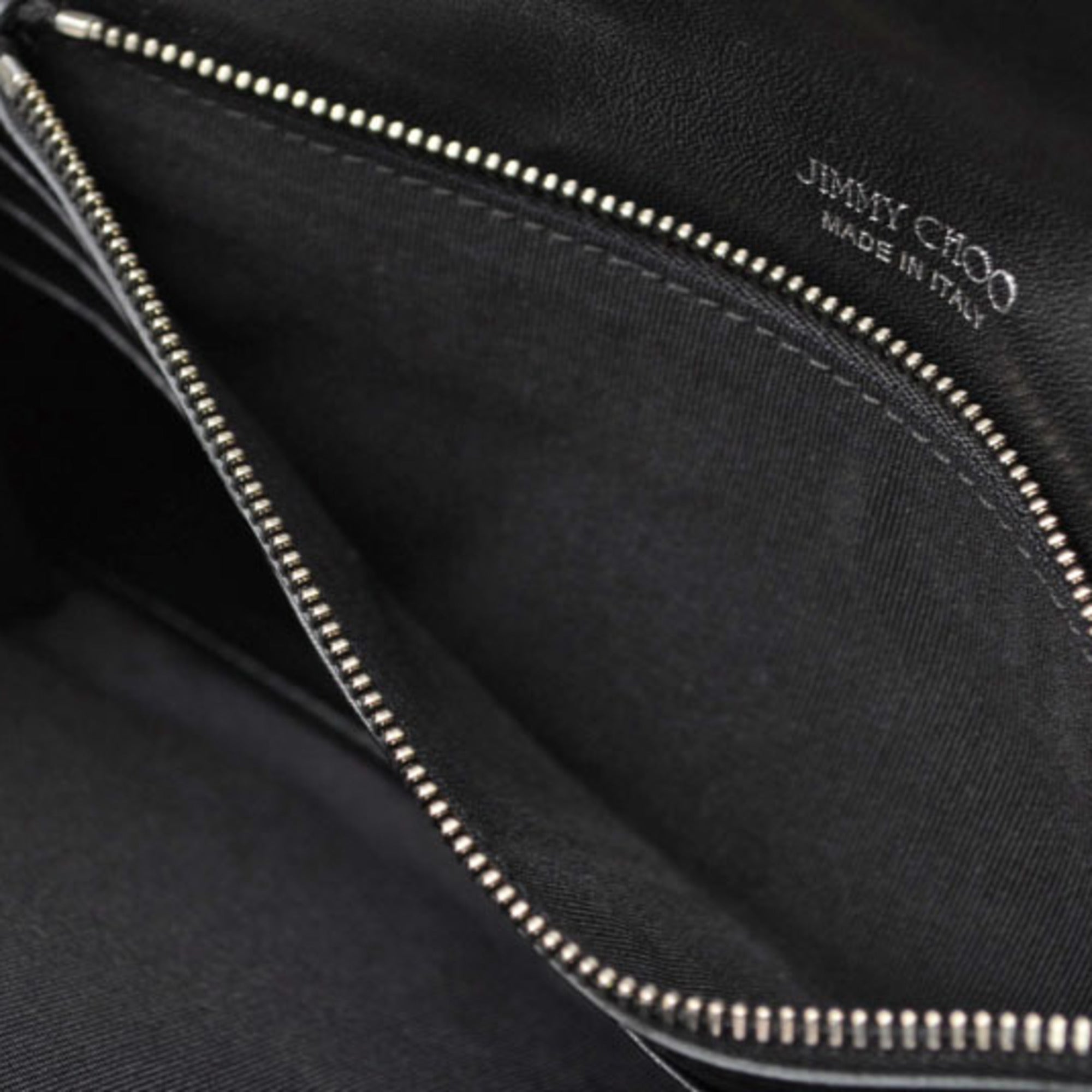 Jimmy Choo Black Leather Rhinestone Chain/Shoulder Wallet (Pre-Owned)