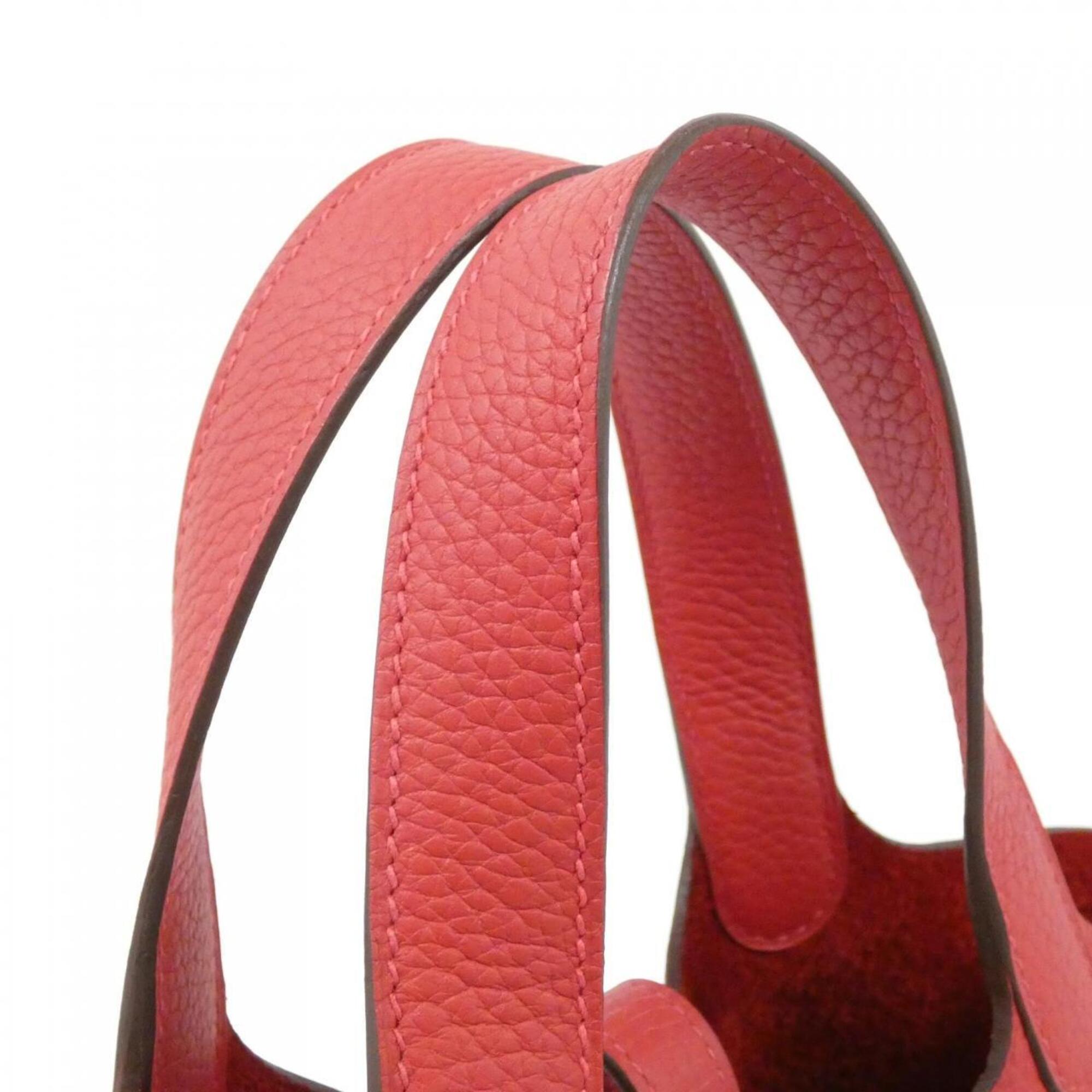 Hermes Red Color Taurillon Clemence Leather Handbag (Pre-Owned)