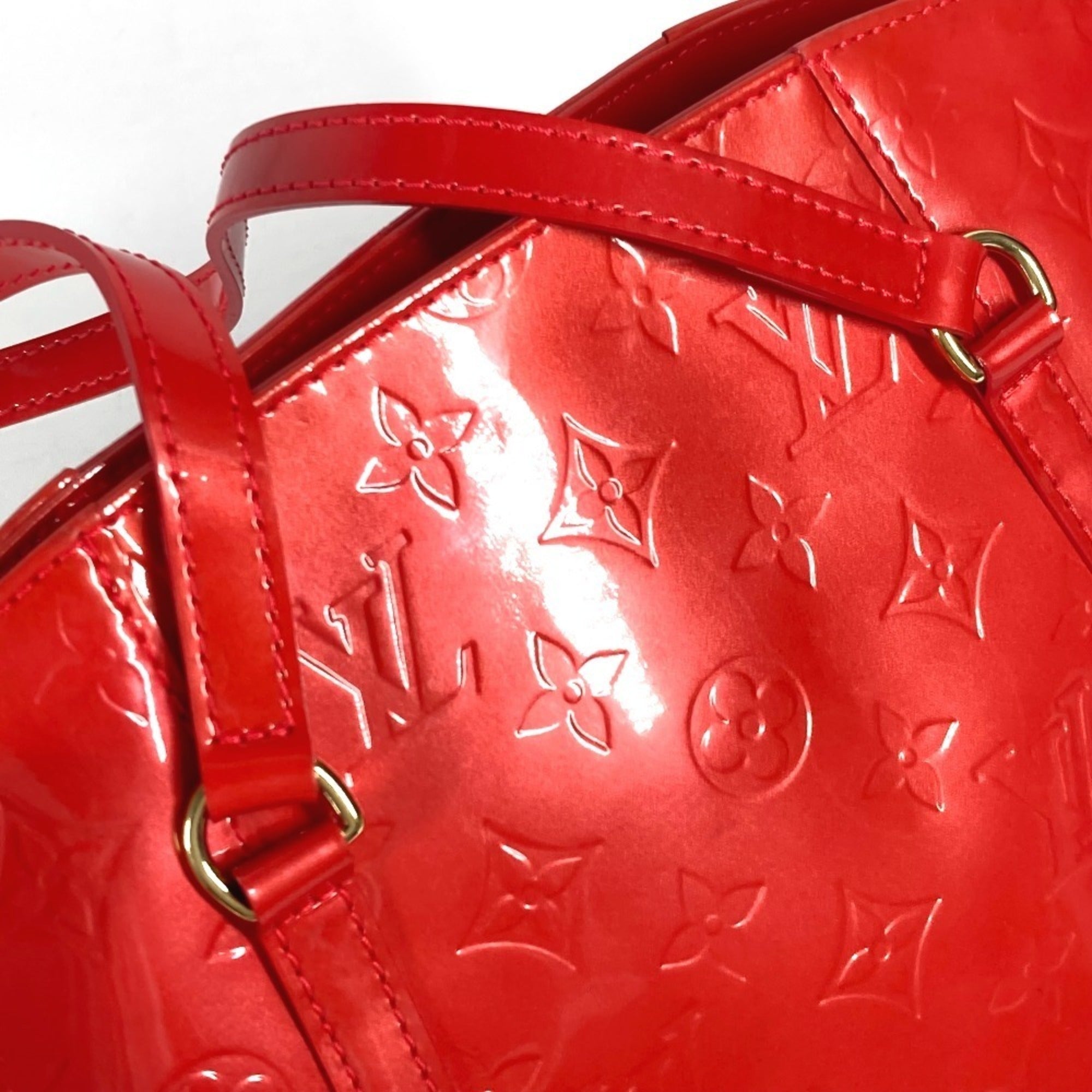 Louis Vuitton Red Color Rouge Grenadine Monogram Vernis Shoulder Bag Tote Bag (Pre-Owned)