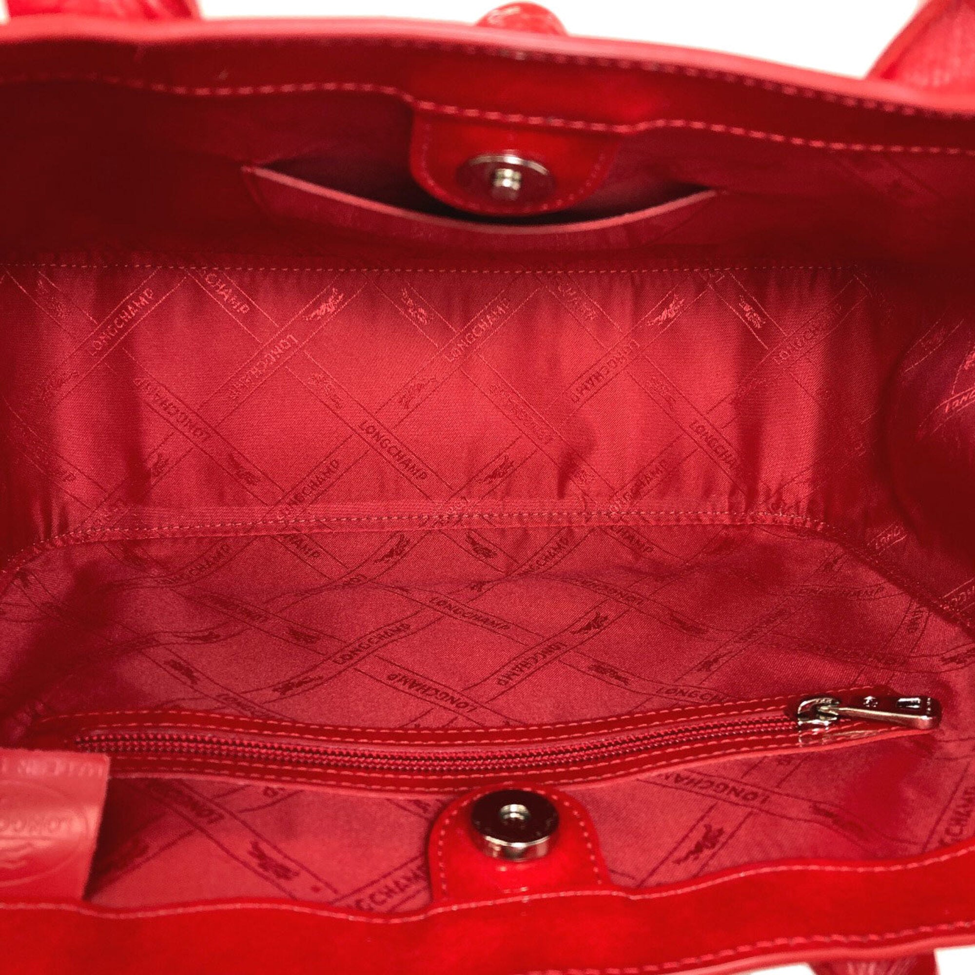 Longchamp Red Color Leather Handbag (Pre-Owned)
