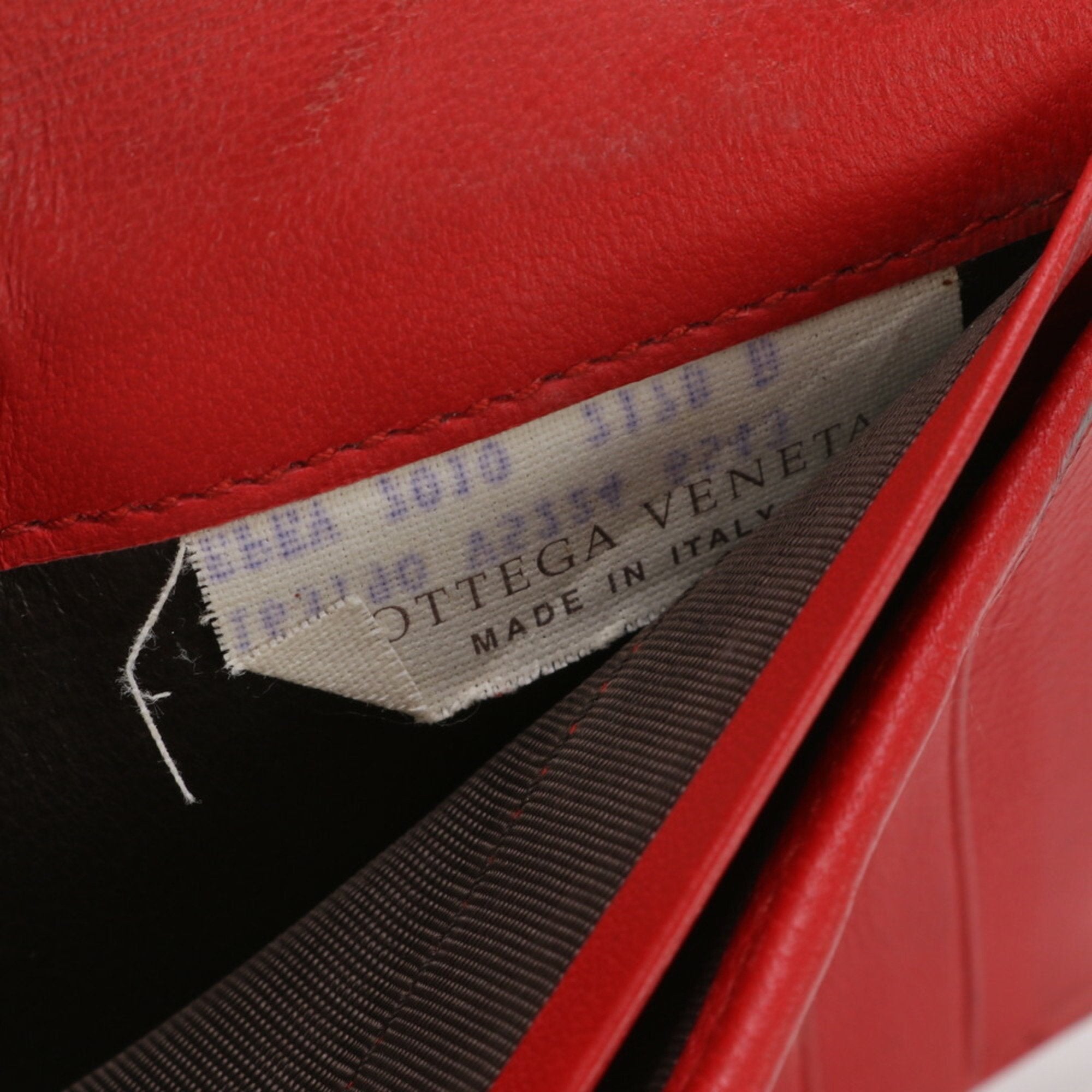 Bottega Veneta Orange Red Color Leather Long Bill Wallet (Bi-Fold) (Pre-Owned)