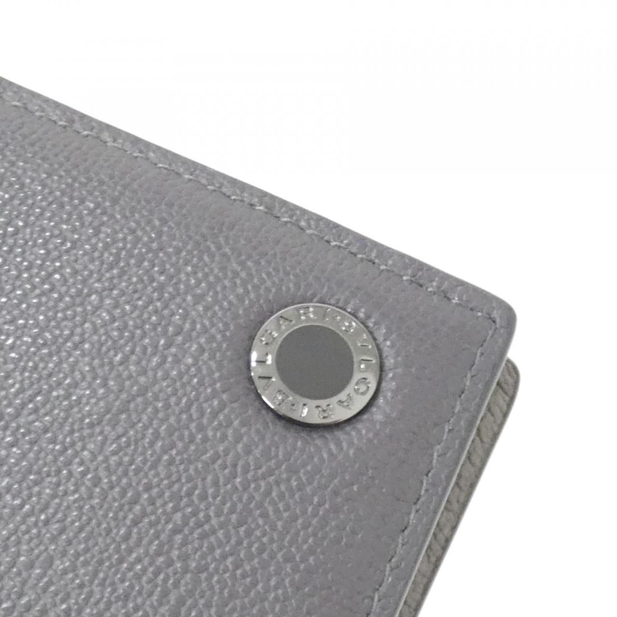 Bvlgari Gray Leather Bill Wallet (Bi-Fold) (Pre-Owned)