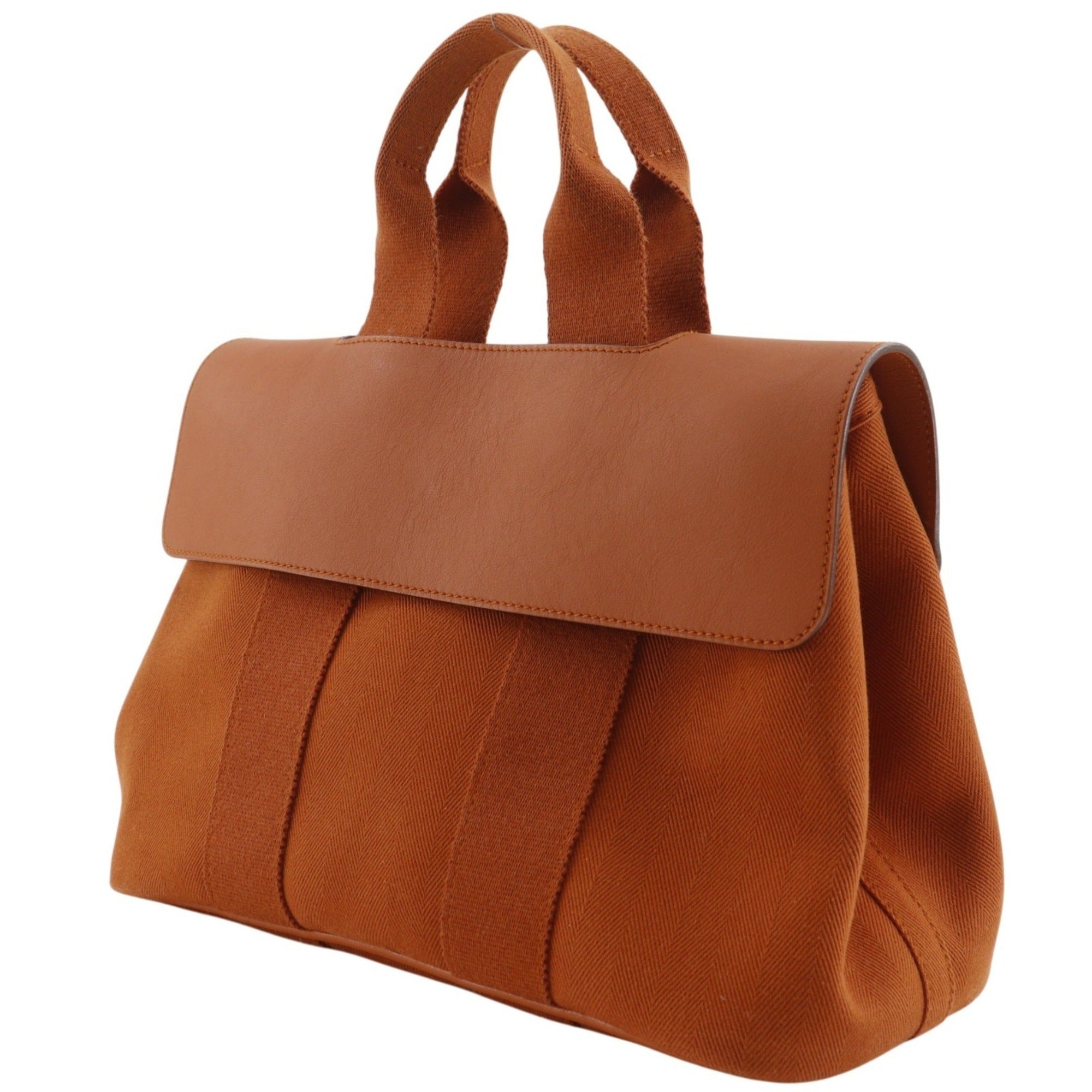 Hermes Valparaiso Orange Toile Chevron Leather Handbag (Pre-Owned)