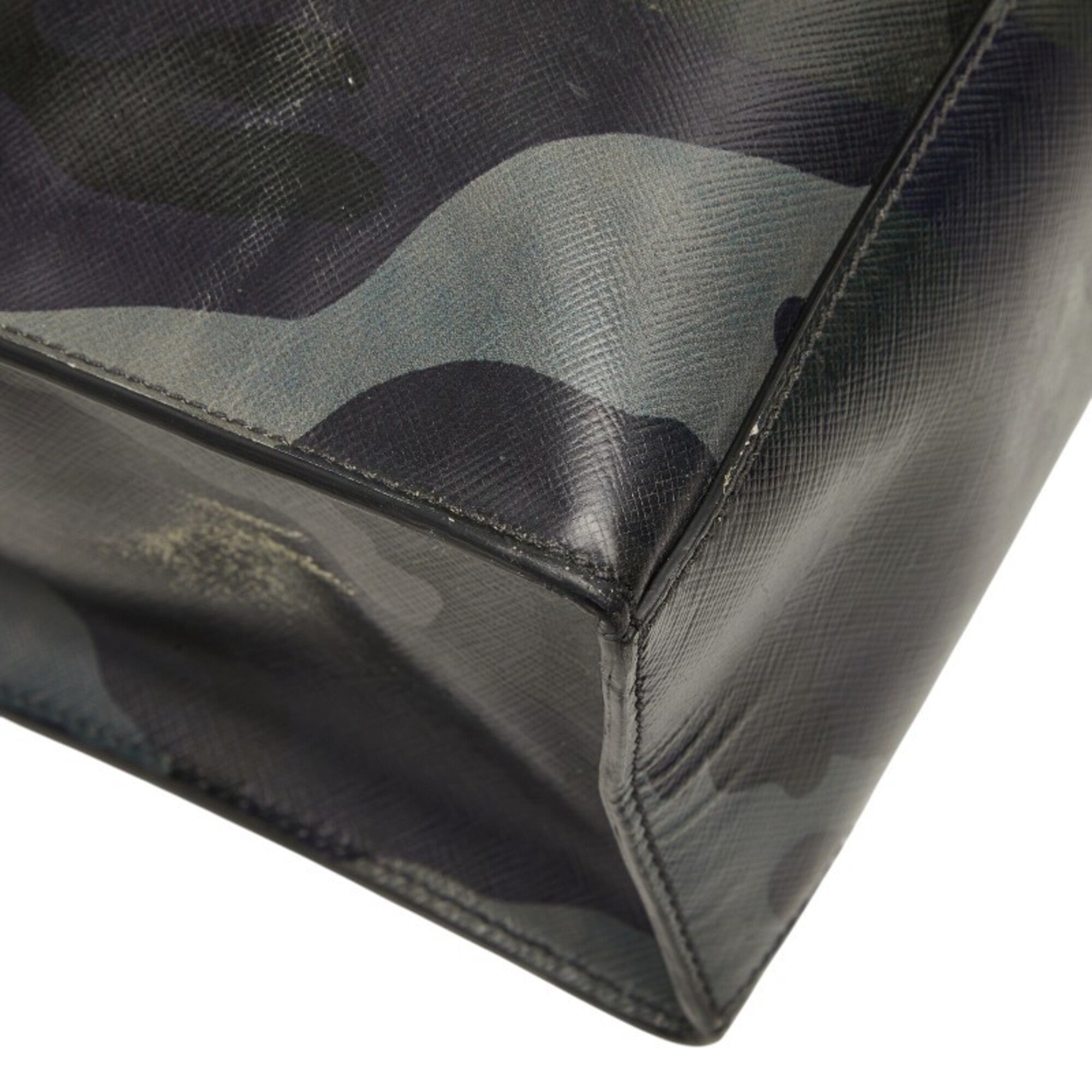 Prada Black Gray Purple Leather Handbag Shoulder Bag (Pre-Owned)