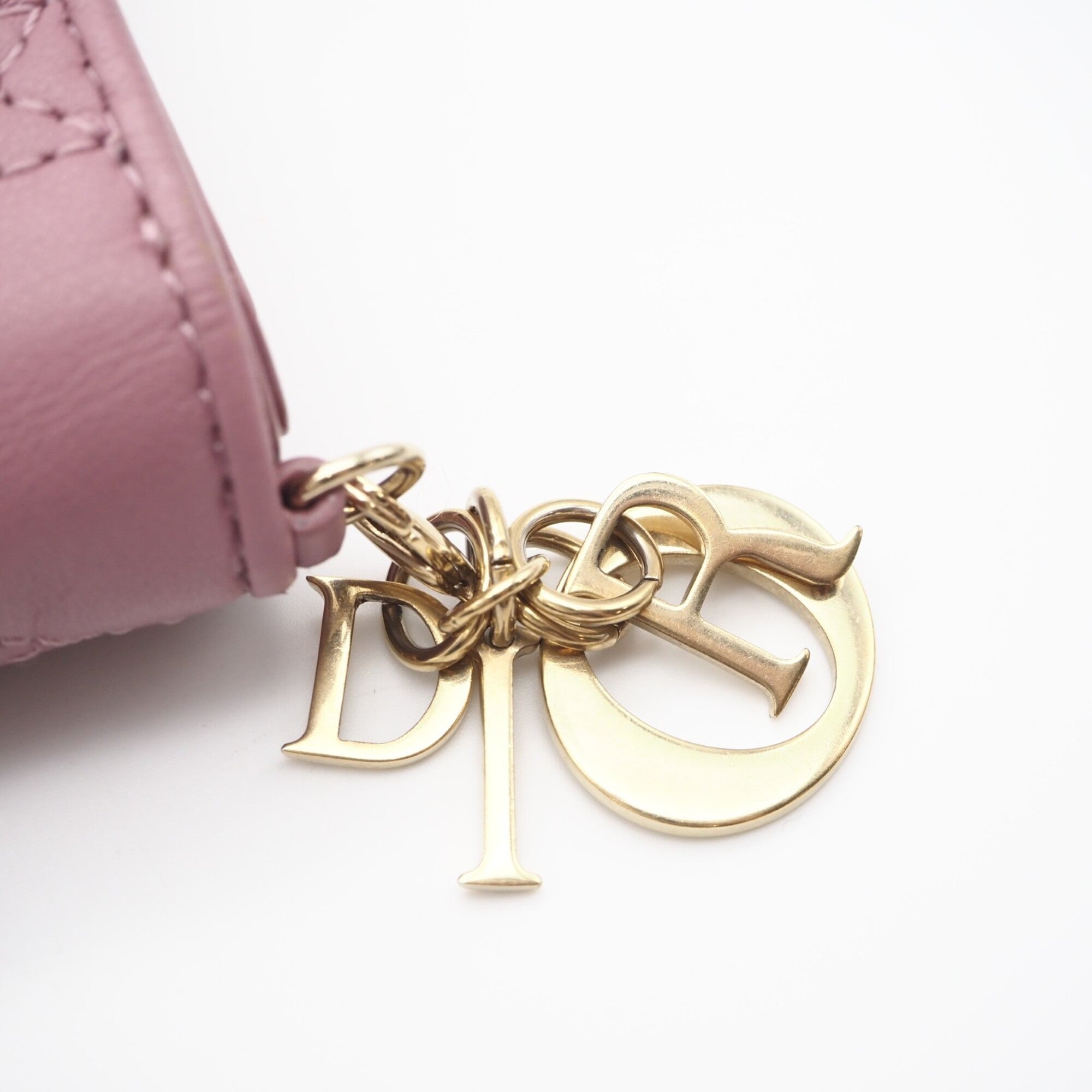 Christian Dior Lady Dior Pink Leather Wallet (Tri-Fold) (Pre-Owned)