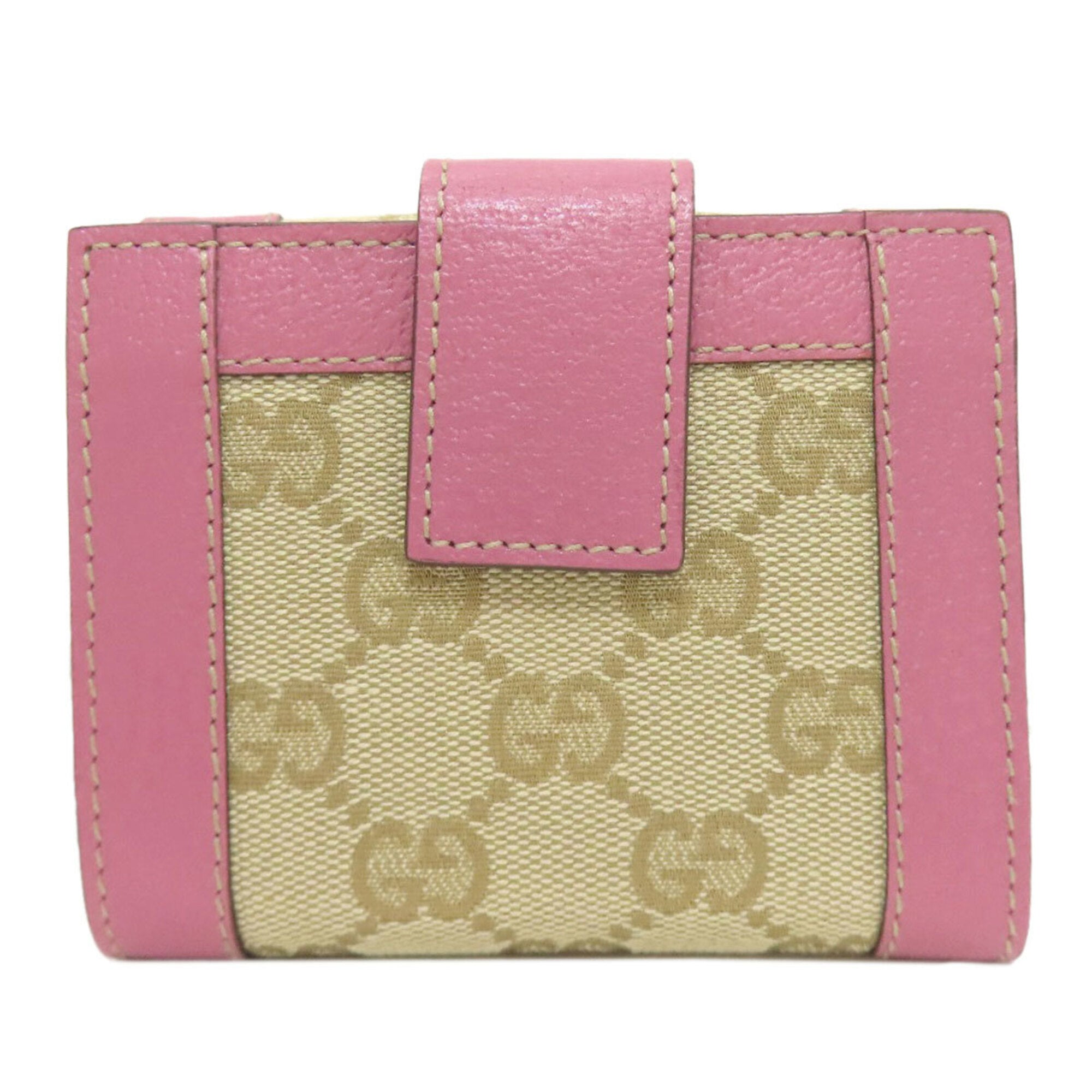 Gucci Brown Pink Canvas Leather Wallet (Bi-Fold) (Pre-Owned)