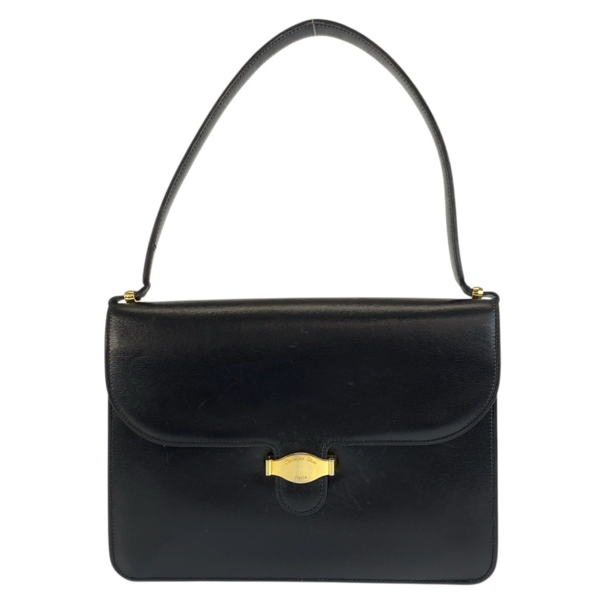 Christian Dior Black Leather Handbag Shoulder Bag (Pre-Owned)