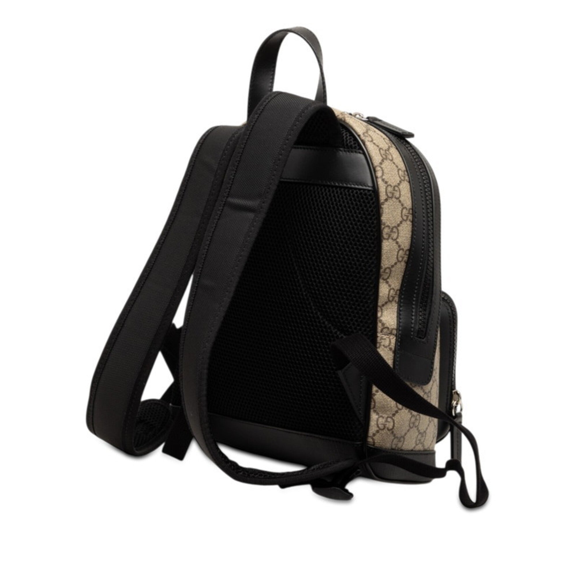Gucci Beige Black Pvc Leather Backpack (Pre-Owned)