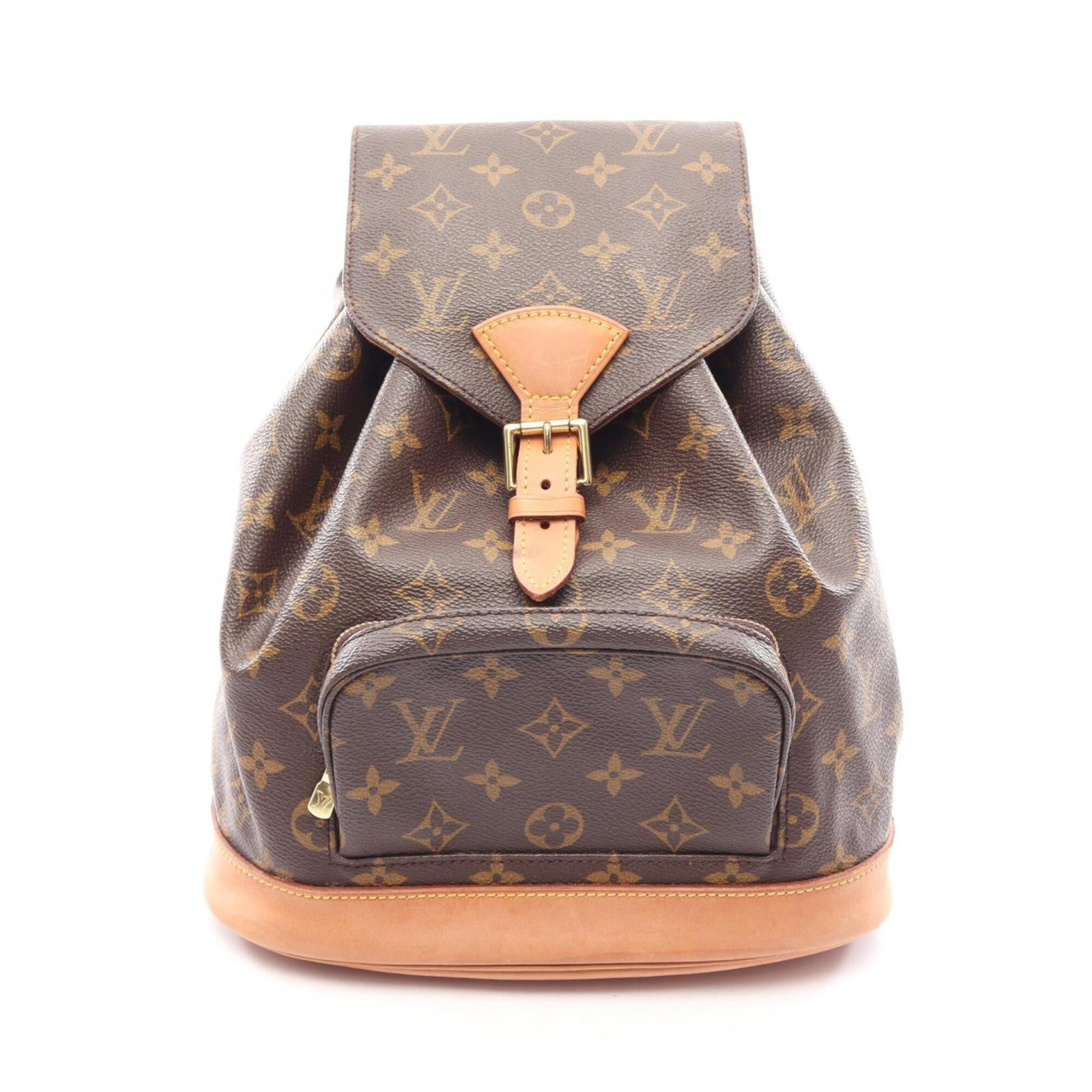 Louis Vuitton Brown Coated Canvas Leather Backpack Handbag (Pre-Owned)