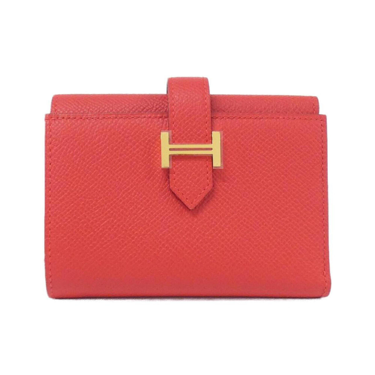 Hermes Red Color Epsom Leather Wallet (Tri-Fold) (Pre-Owned)
