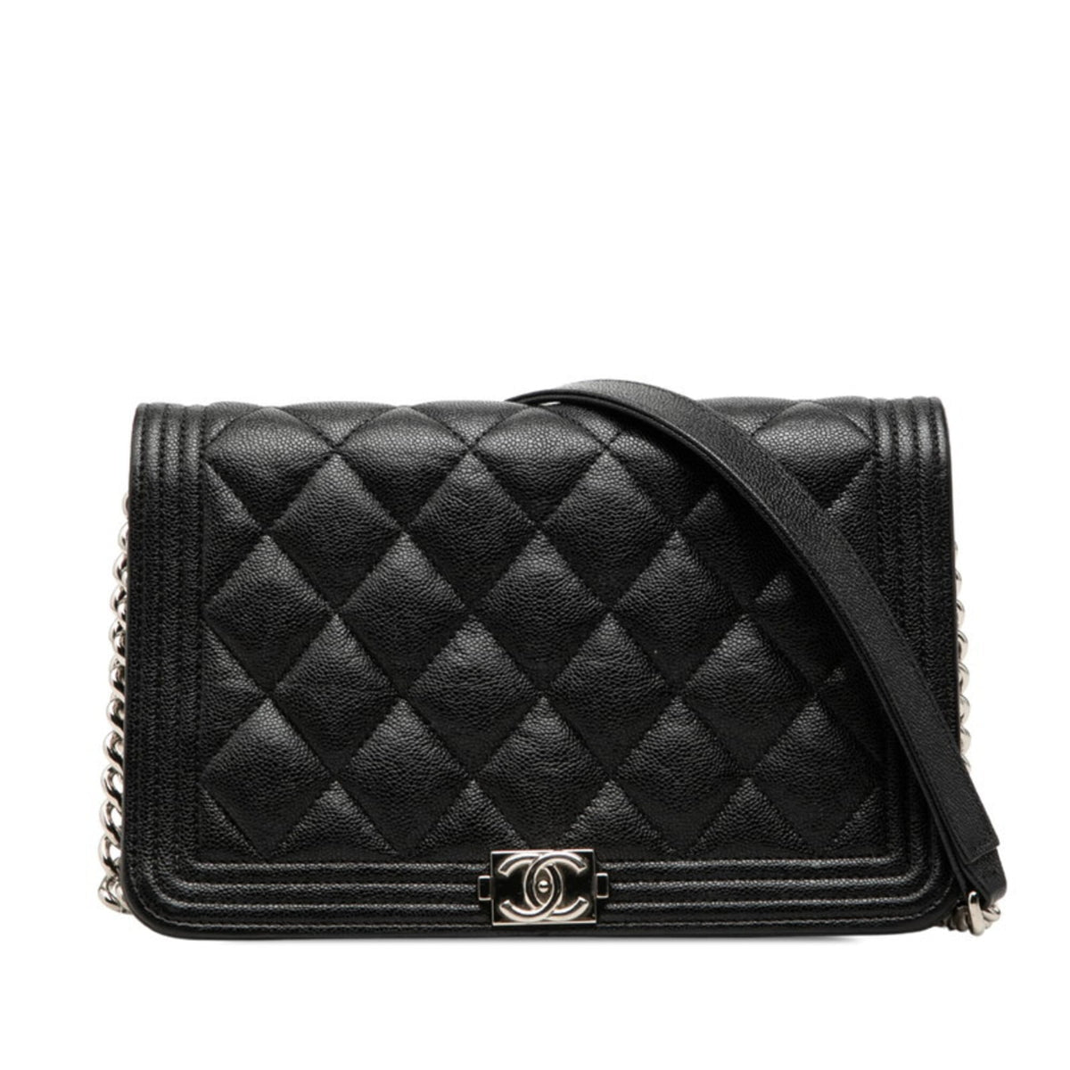 Chanel Matelasse Black Grained Calfskin Shoulder Bag (Pre-Owned)