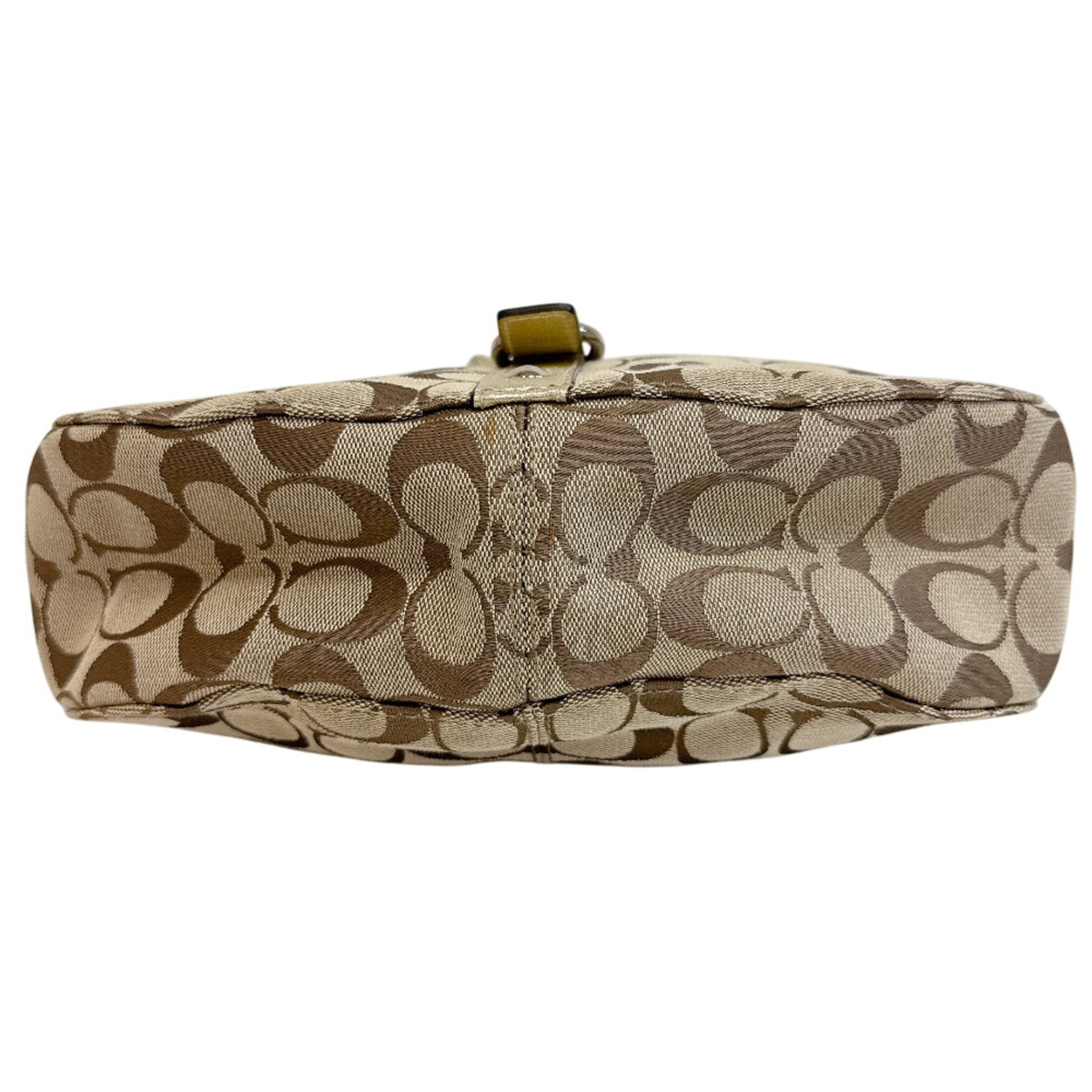 Coach Beige Gold Canvas Leather Shoulder Bag (Pre-Owned)