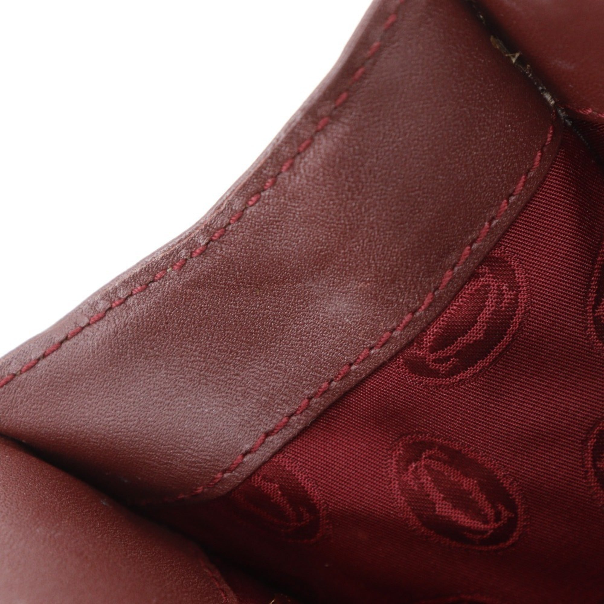 Cartier Bordeaux Red Color Wine Red Leather Shoulder Bag (Pre-Owned)