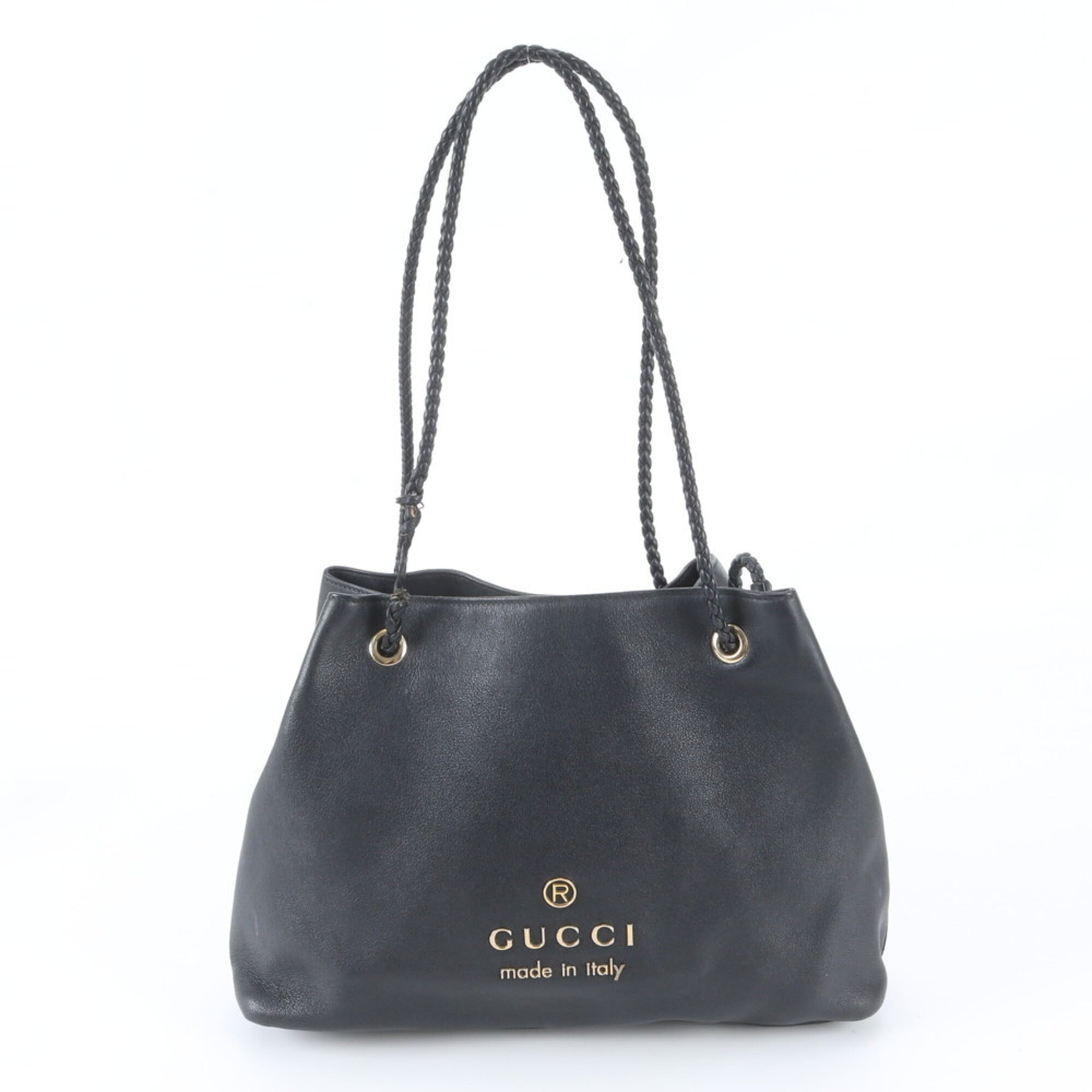 Gucci Black Leather Handbag Shoulder Bag Tote Bag (Pre-Owned)