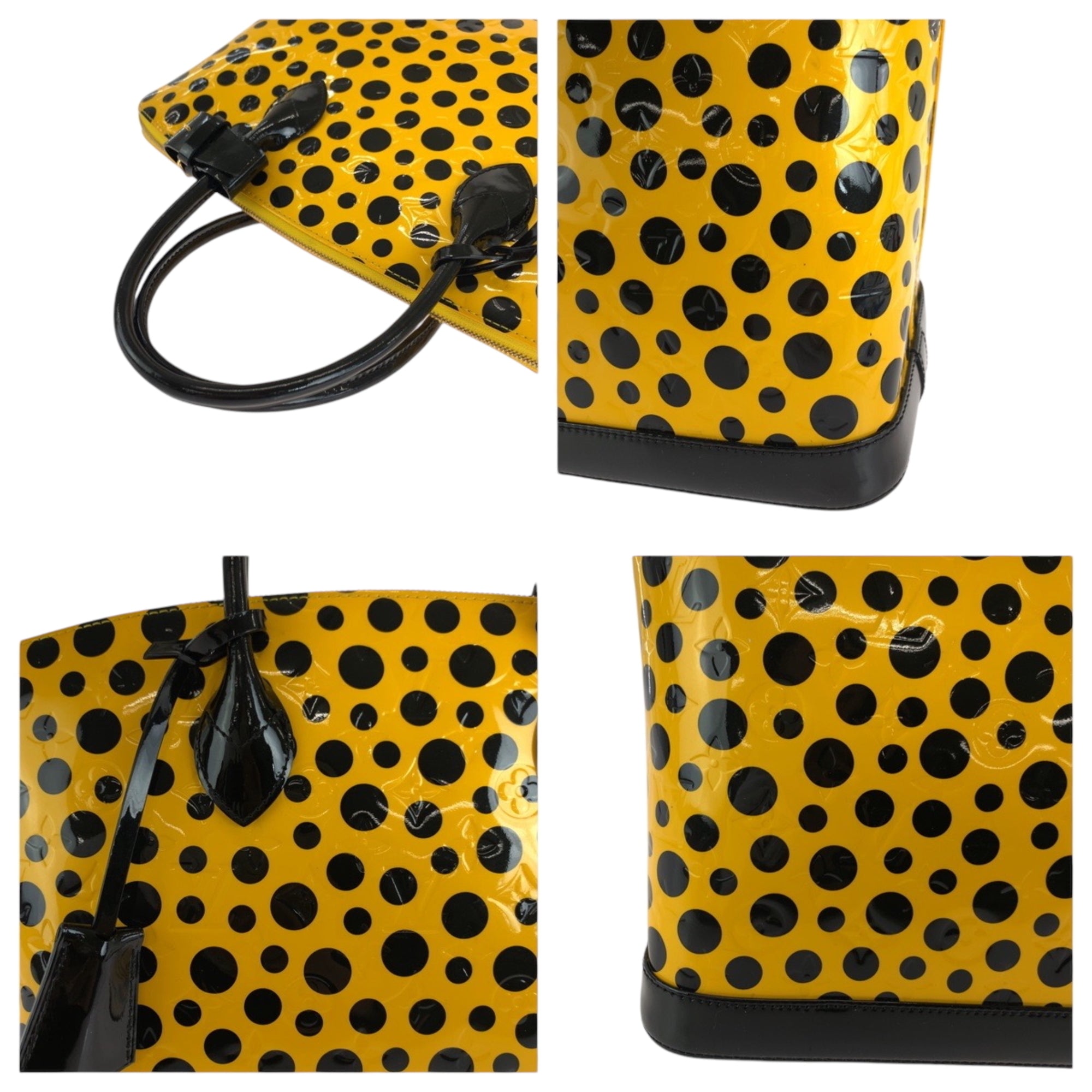 Louis Vuitton Black Jaune Yellow Patent Leather Handbag (Pre-Owned)