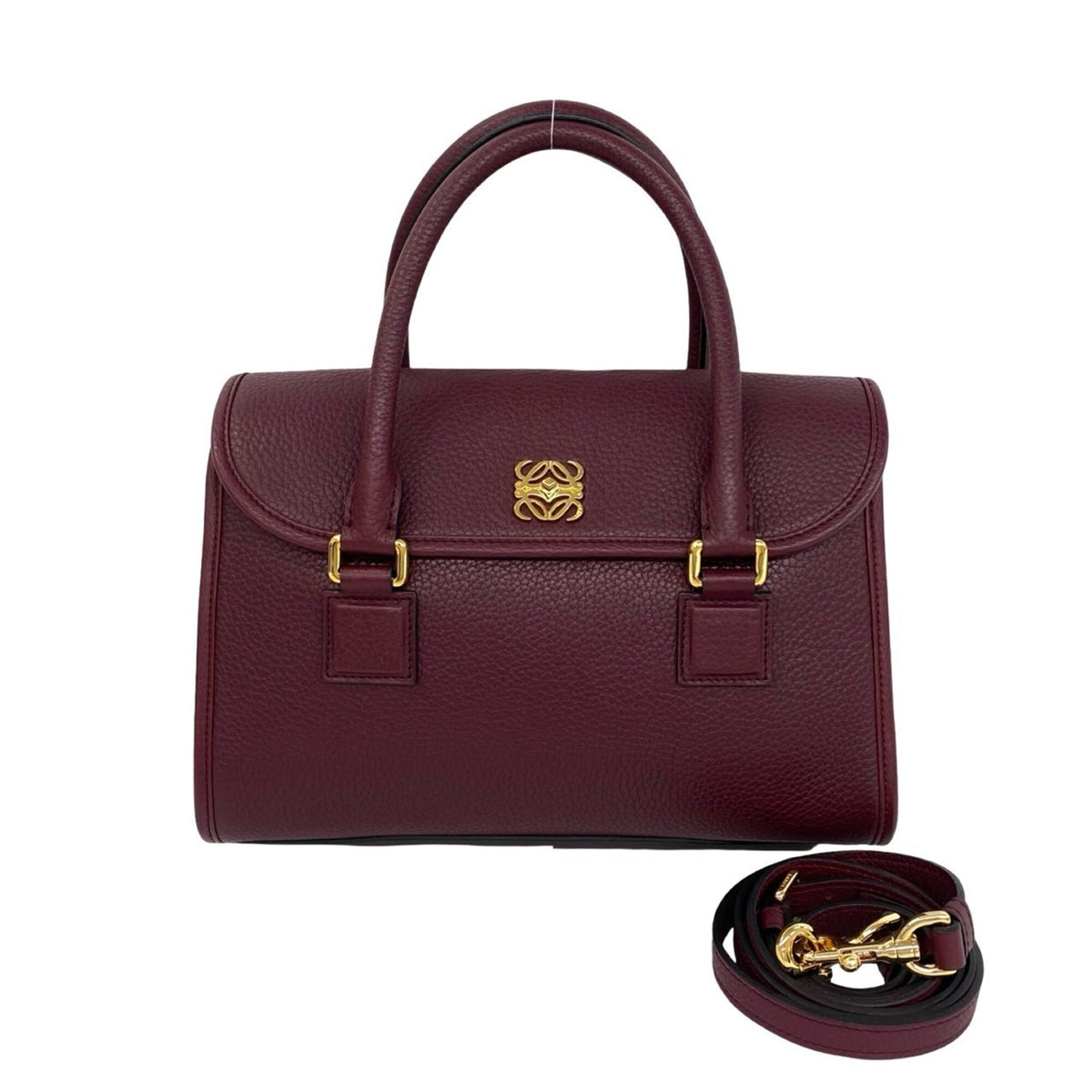 Loewe Bordeaux Wine Leather Handbag Shoulder Bag Tote Bag (Pre-Owned)