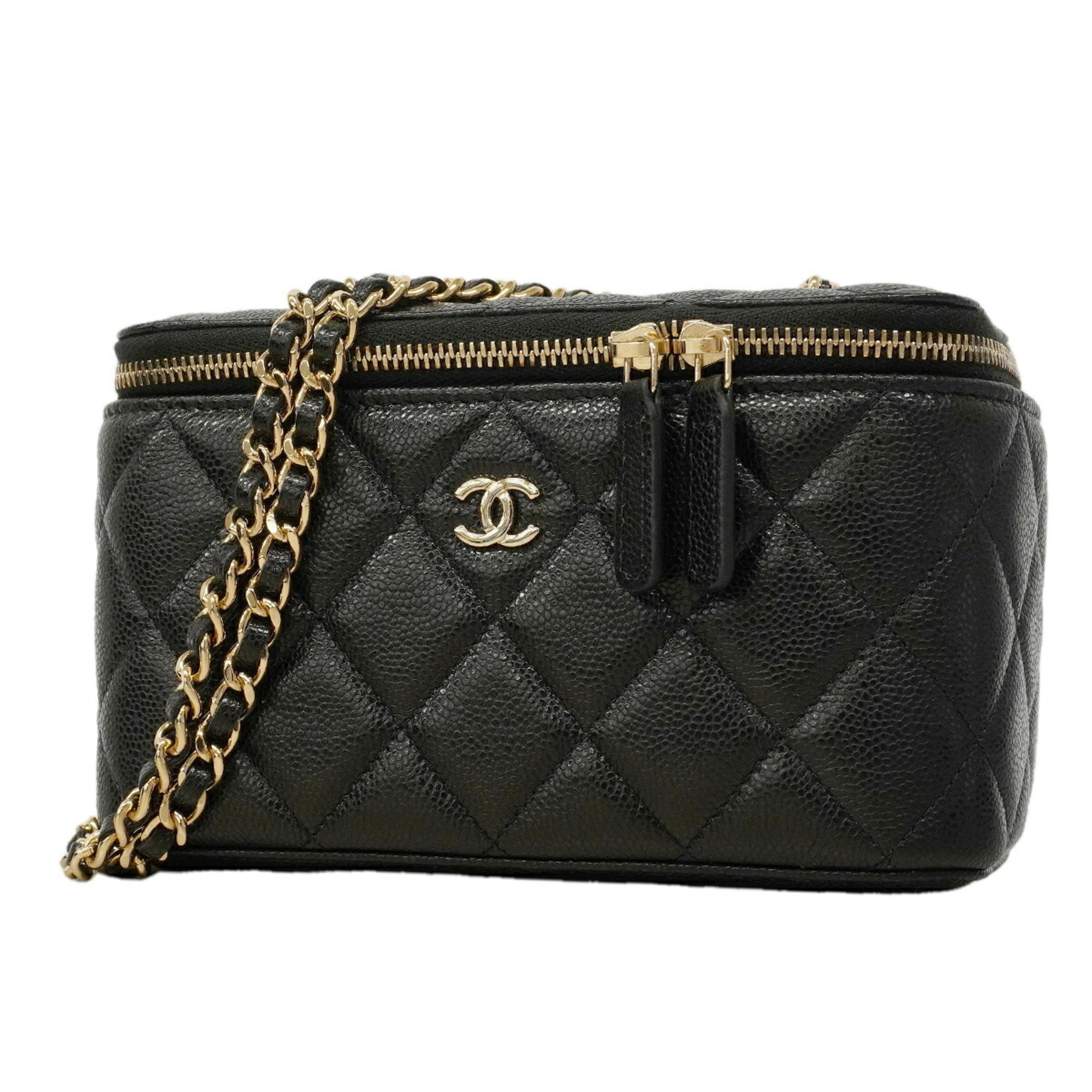 Chanel Black Grained Calfskin Shoulder Bag (Pre-Owned)