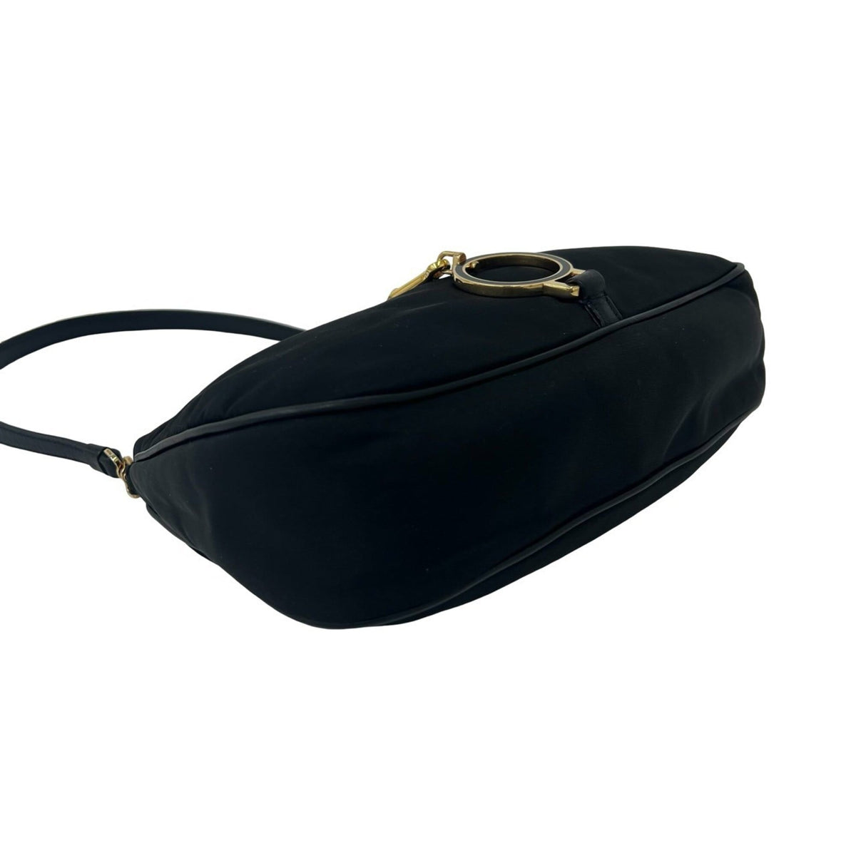 Prada Black Nylon Leather Handbag Shoulder Bag (Pre-Owned)