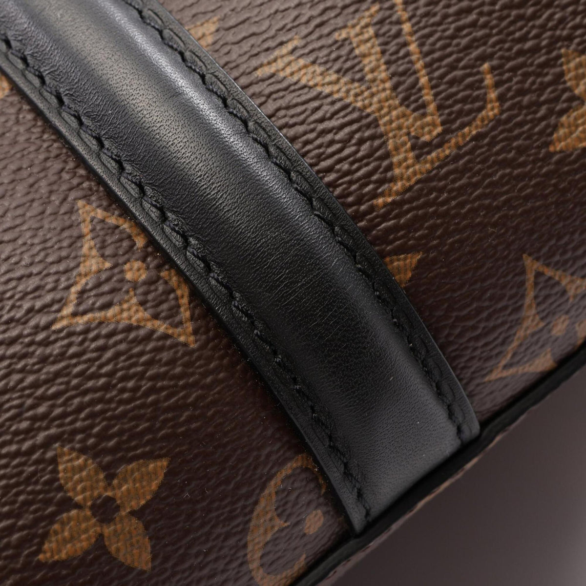Louis Vuitton Black Brown Coated Canvas Leather Handbag (Pre-Owned)