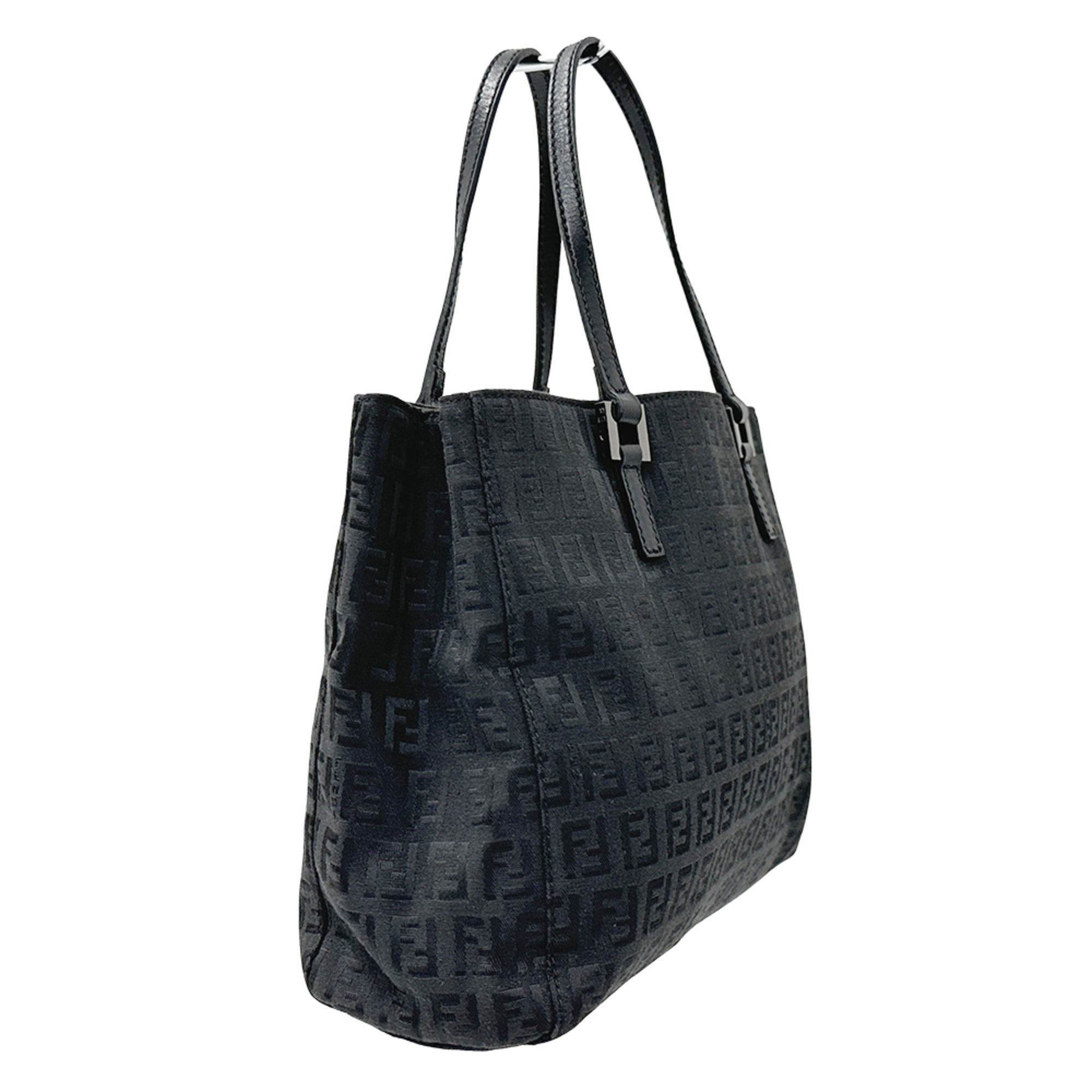 Fendi Black Canvas Handbag Tote Bag (Pre-Owned)