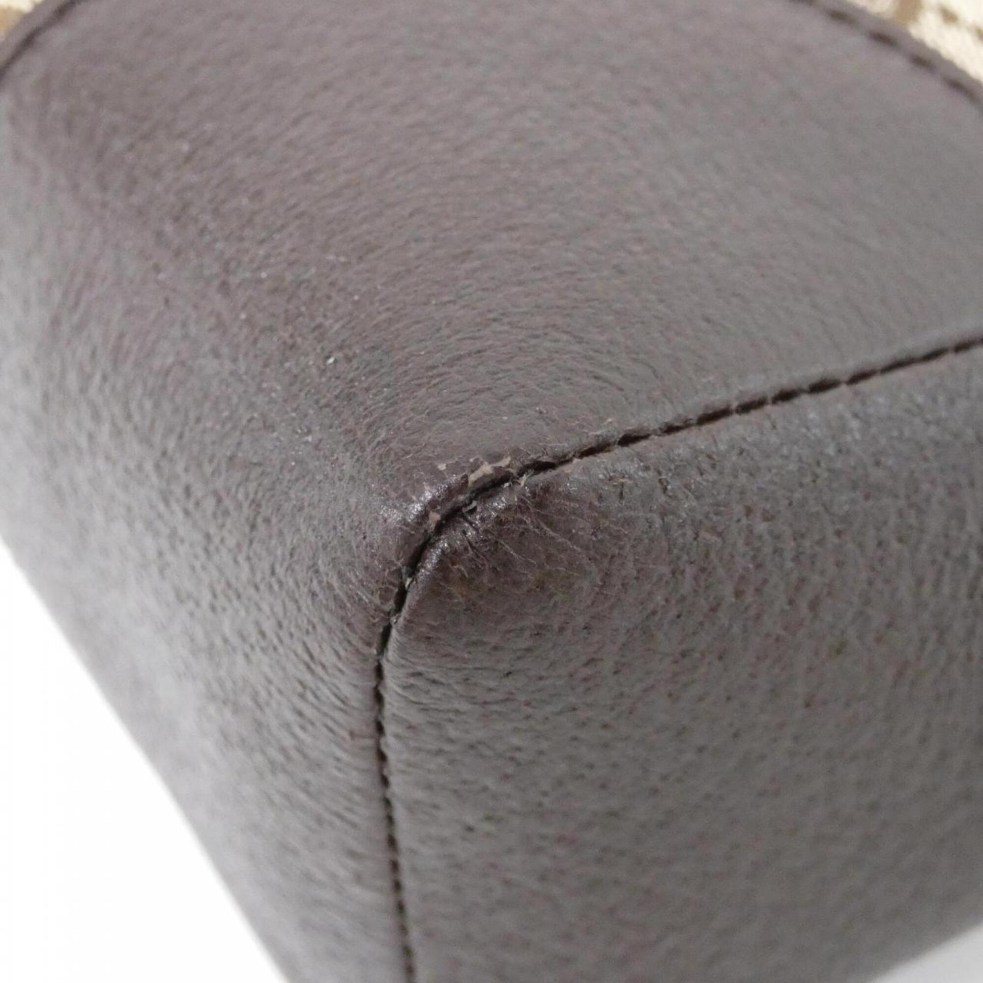 Gucci Beige Dark Brown Gg Canvas Shoulder Bag (Pre-Owned)