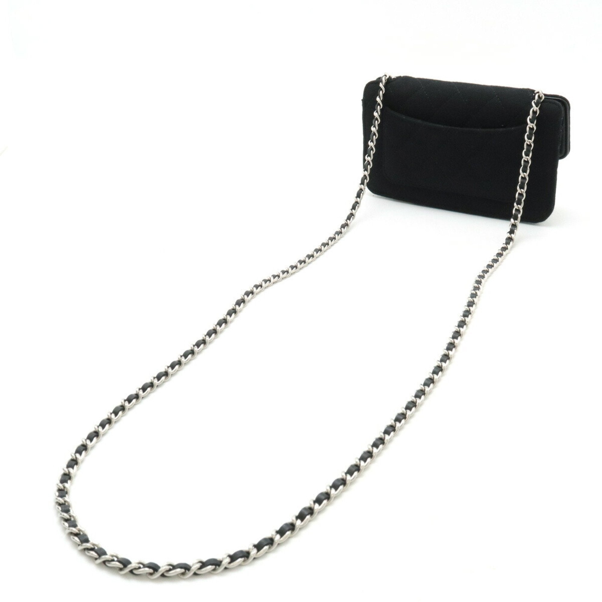 Chanel Black Gray Cotton Nylon Shoulder Bag (Pre-Owned)