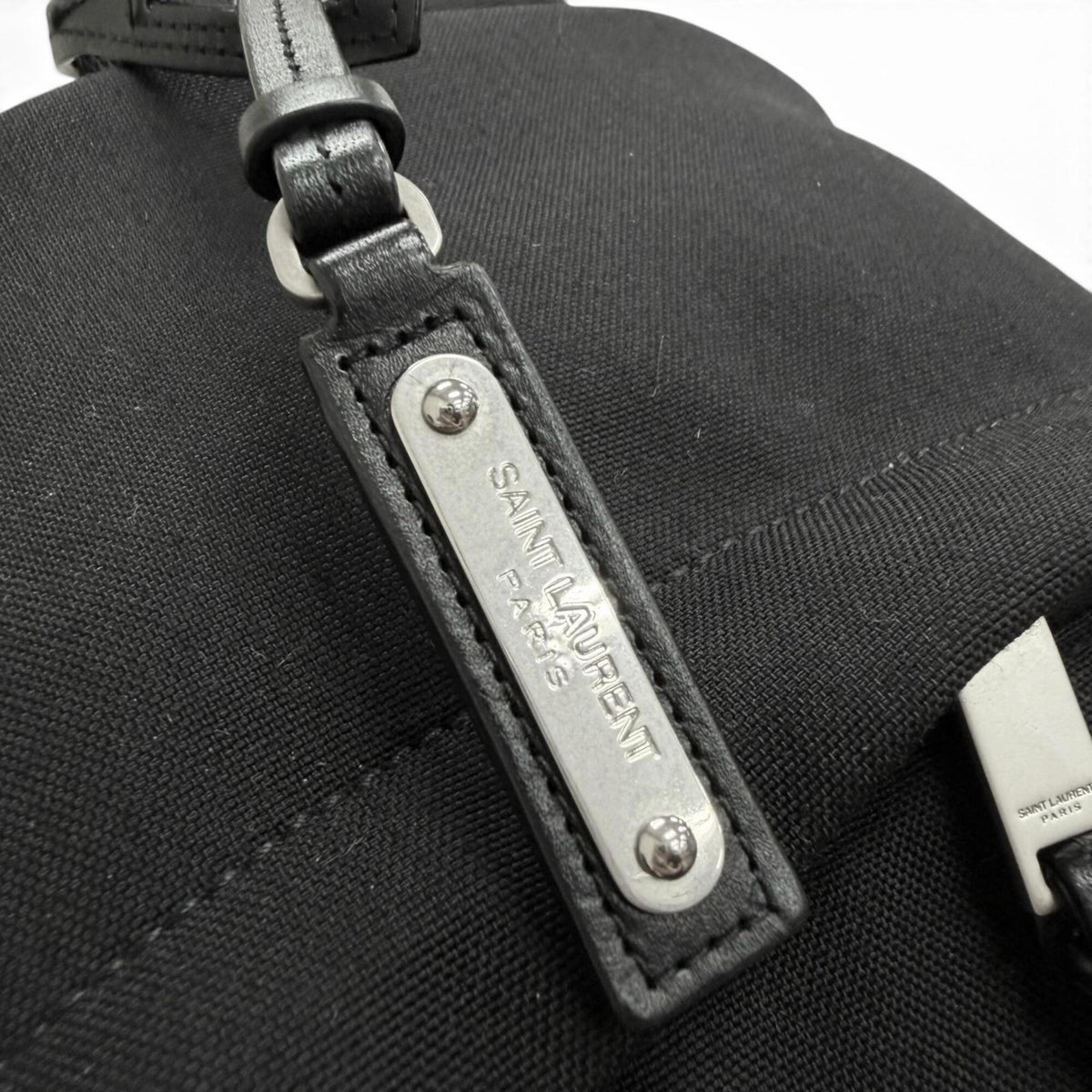 Saint Laurent Black Canvas Leather Backpack (Pre-Owned)