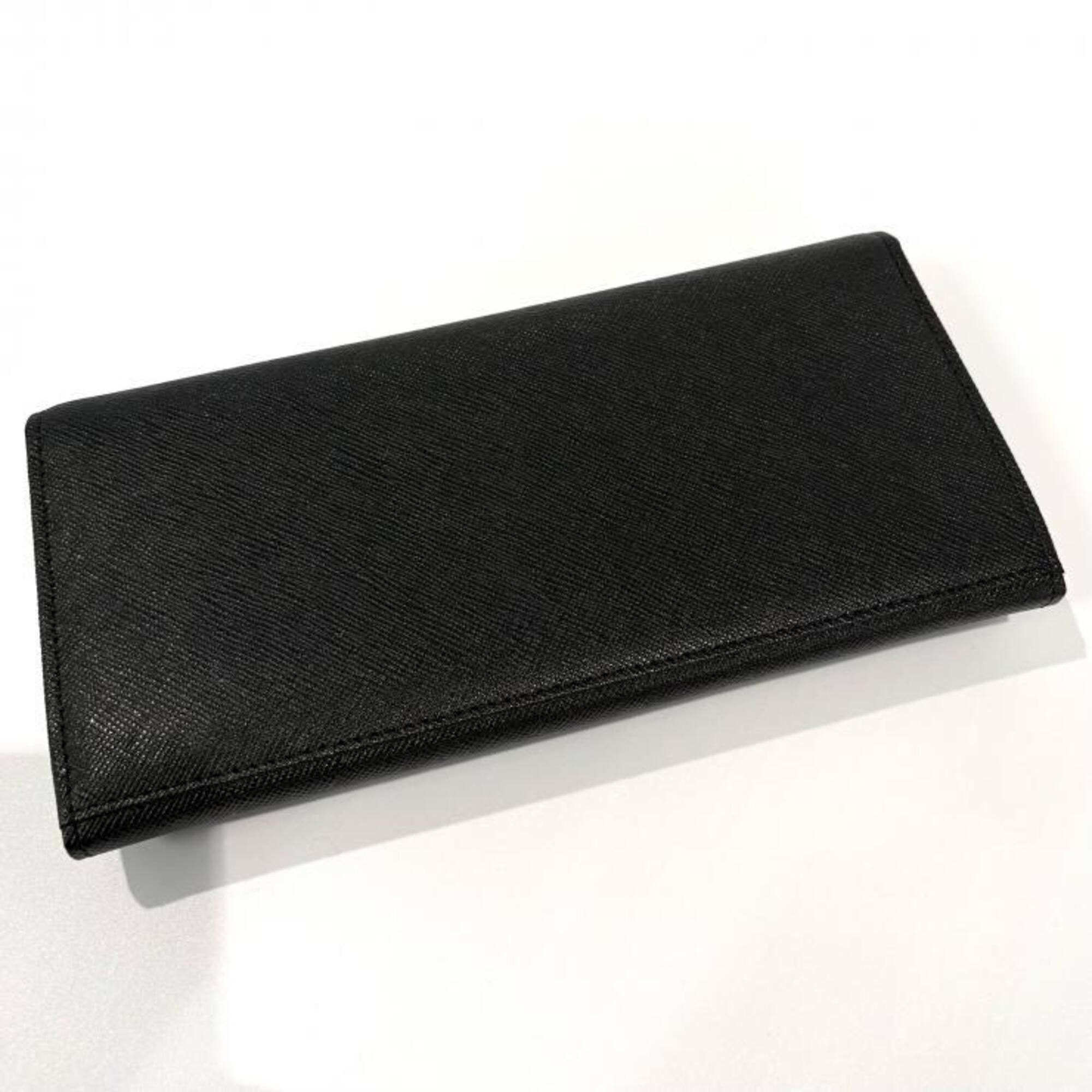 Burberry Black Brown Leather Canvas Long Wallet (Bi-Fold) (Pre-Owned)