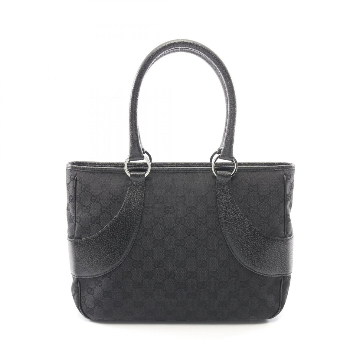 Gucci Black Gg Canvas Leather Handbag (Pre-Owned)