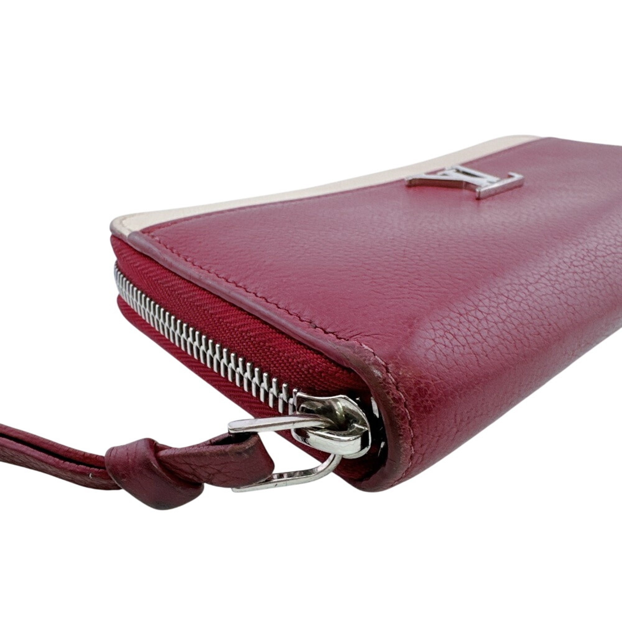 Louis Vuitton Gray Red Color Leather Long Wallet (Bi-Fold) (Pre-Owned)