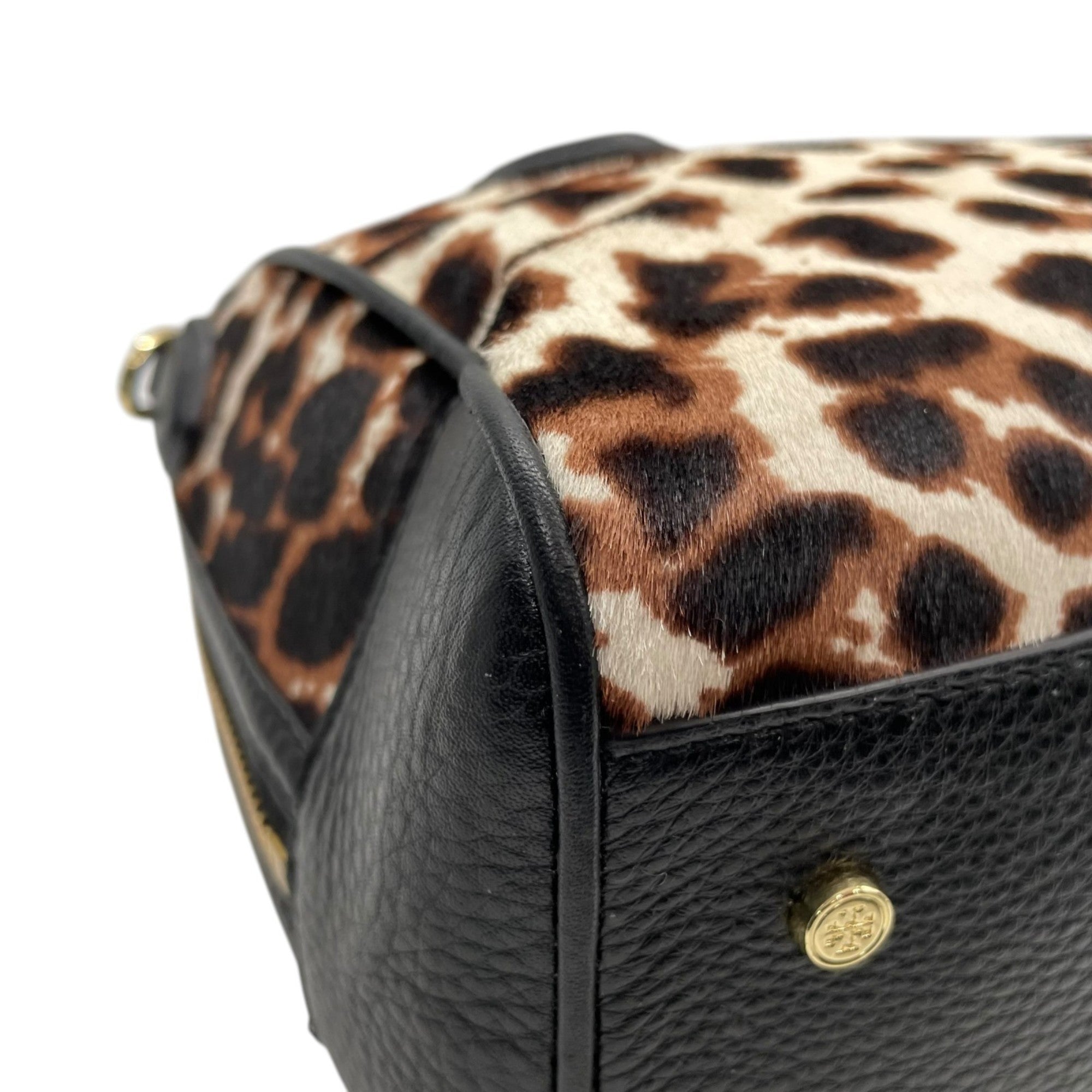 Tory Burch Black Brown Leather Leather Handbag Shoulder Bag (Pre-Owned)