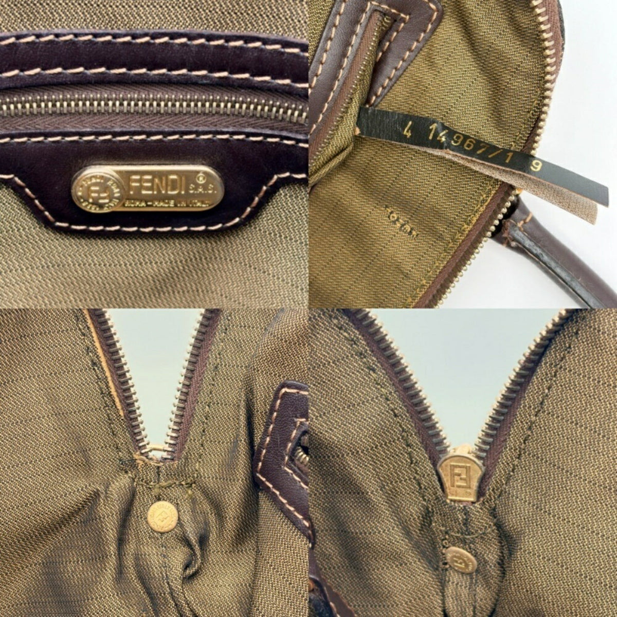 Fendi Brown Canvas Leather Shoulder Bag (Pre-Owned)