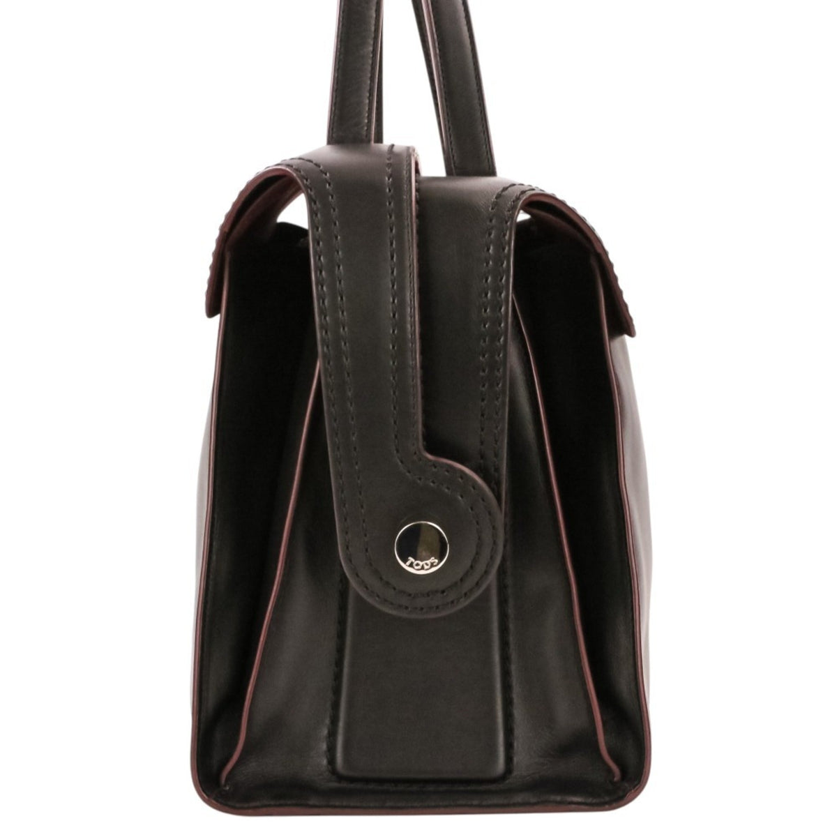 Tod's Black Leather Boston Bag Handbag (Pre-Owned)