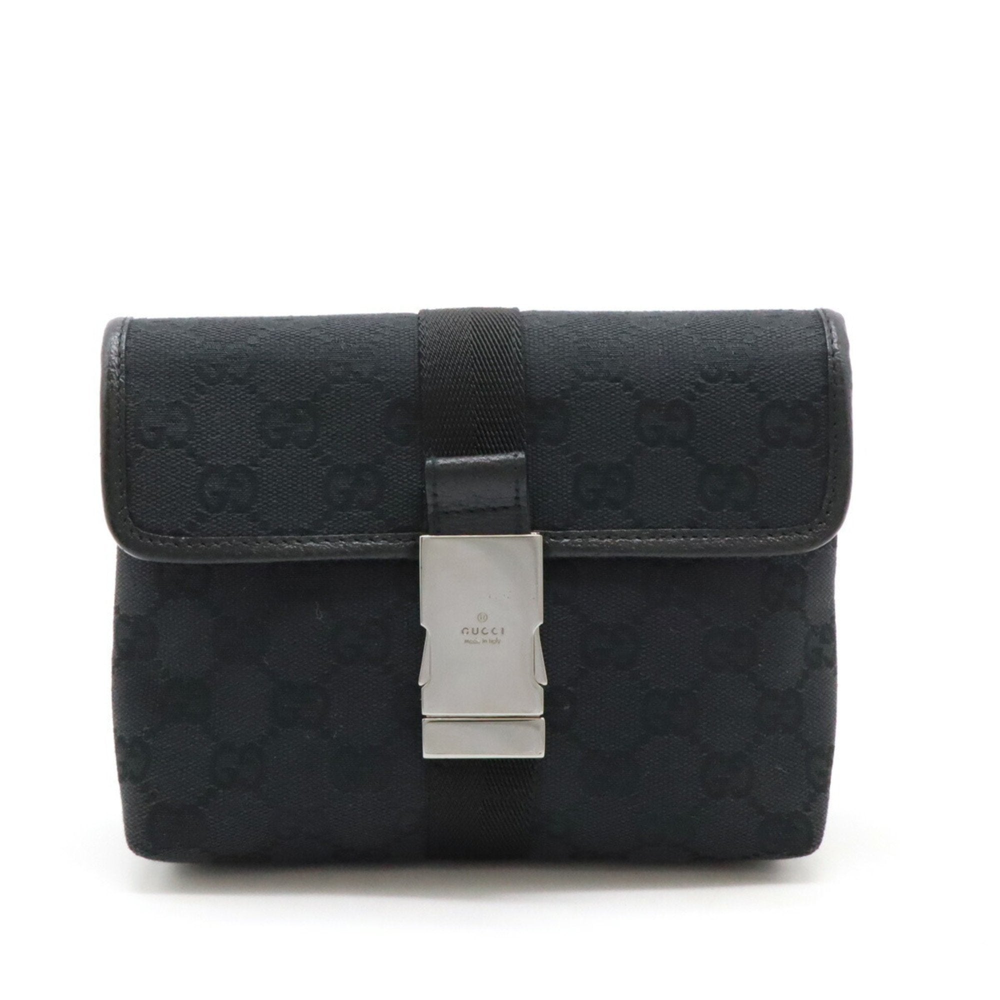Gucci Black Canvas Leather Sling Bag (Pre-Owned)