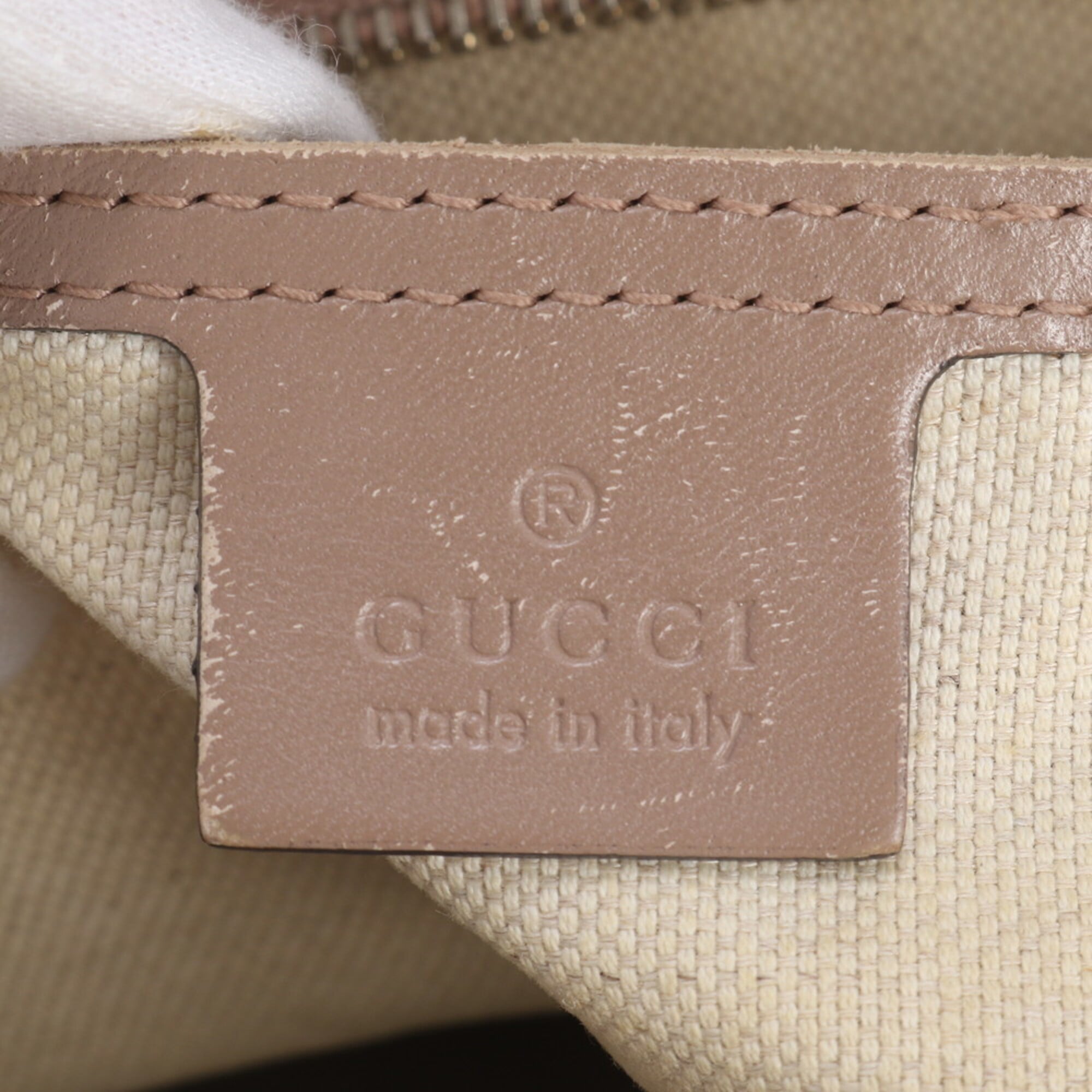 Gucci Pink Beige Leather Coated Canvas Handbag Shoulder Bag Tote Bag (Pre-Owned)
