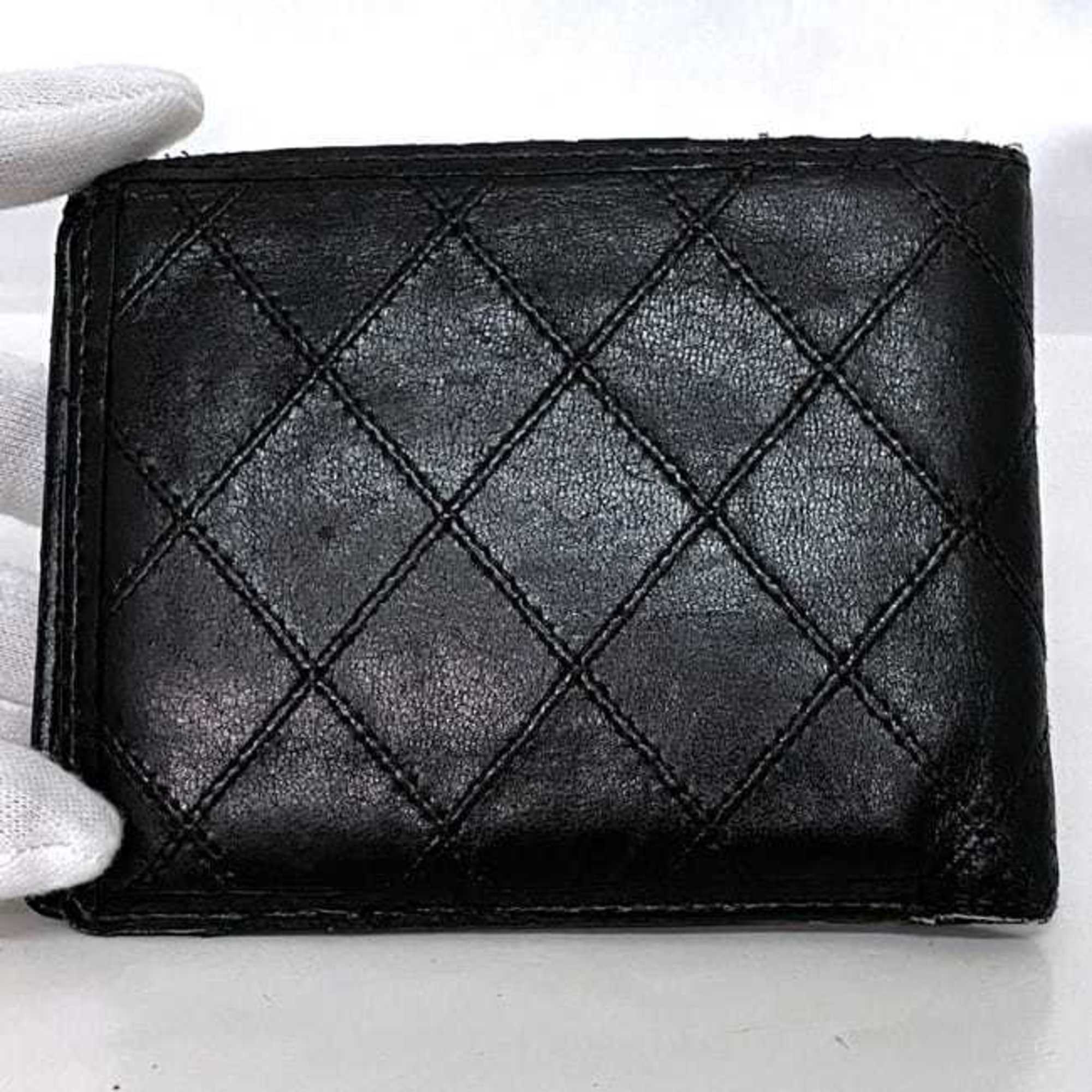 Chanel Black Leather Wallet (Bi-Fold) (Pre-Owned)