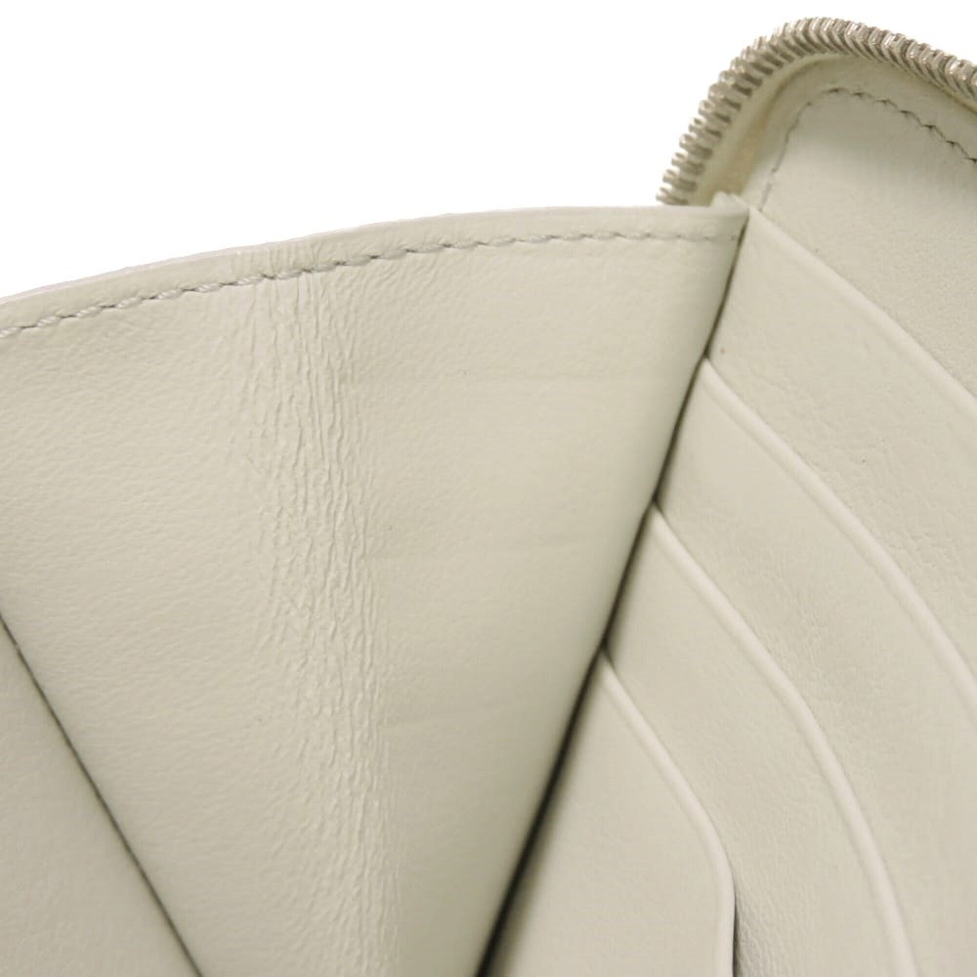 Celine Gray White Leather Long Wallet (Bi-Fold) (Pre-Owned)
