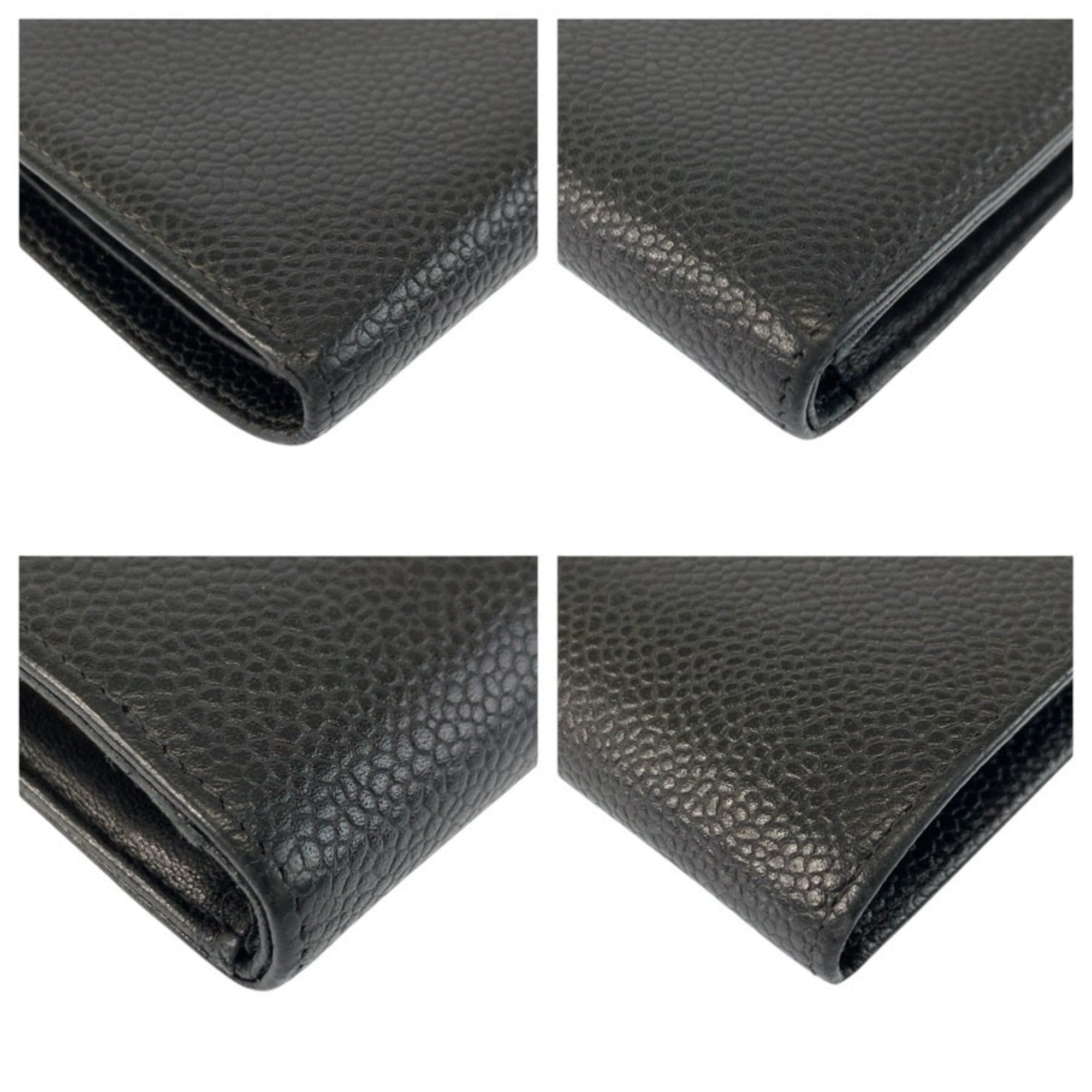 Chanel Black Leather Long Wallet (Bi-Fold) (Pre-Owned)
