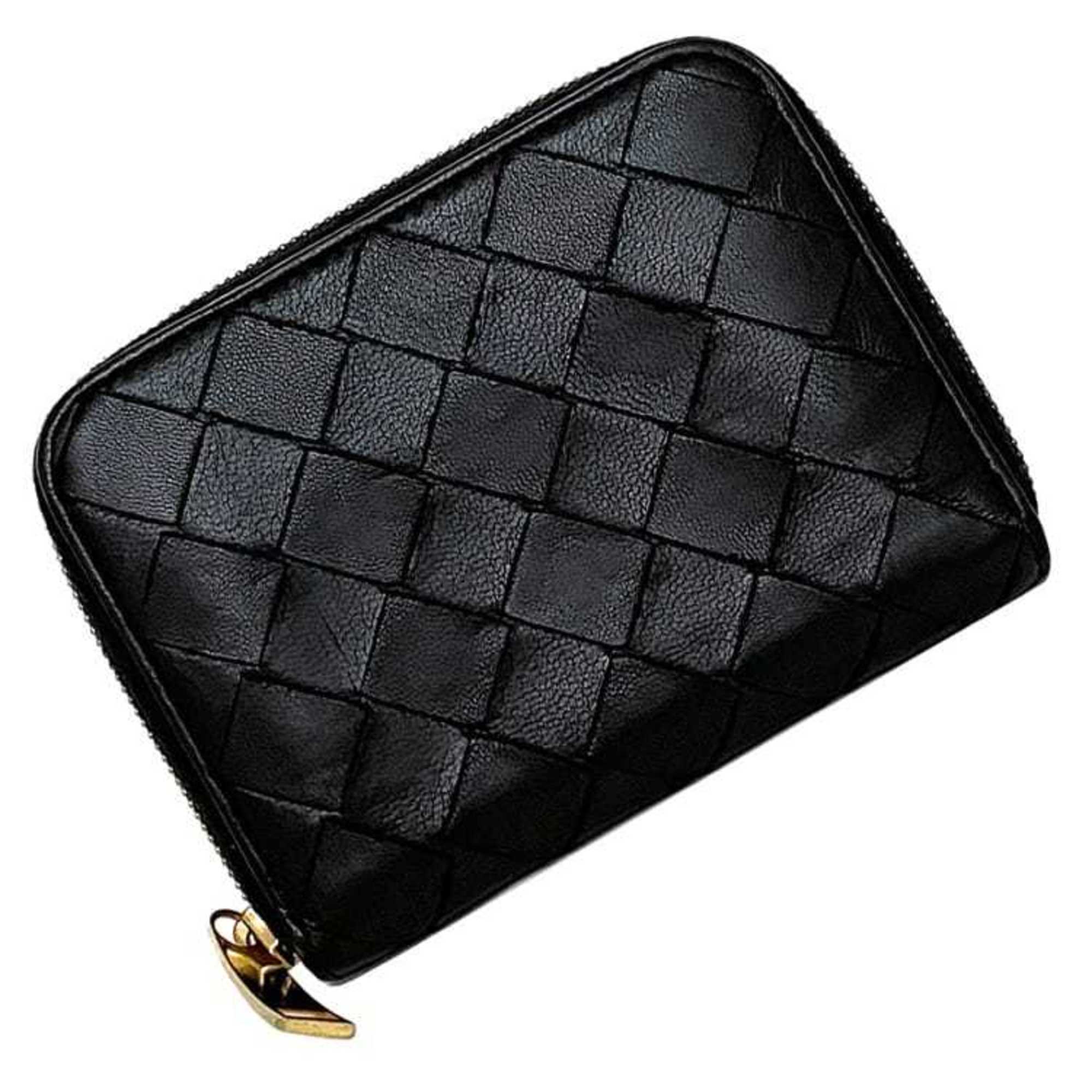 Bottega Veneta Black Leather Coin Purse/Coin Case (Pre-Owned)