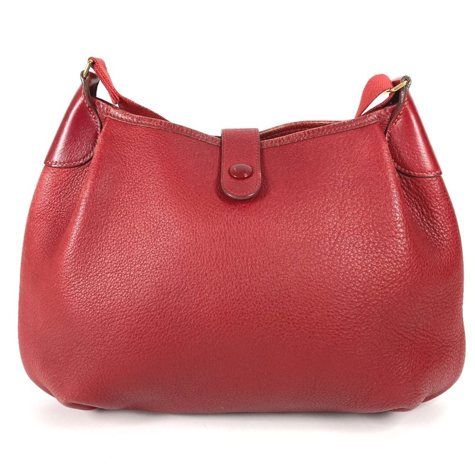 Hermes Red Color Leather Pochette Shoulder Bag (Pre-Owned)