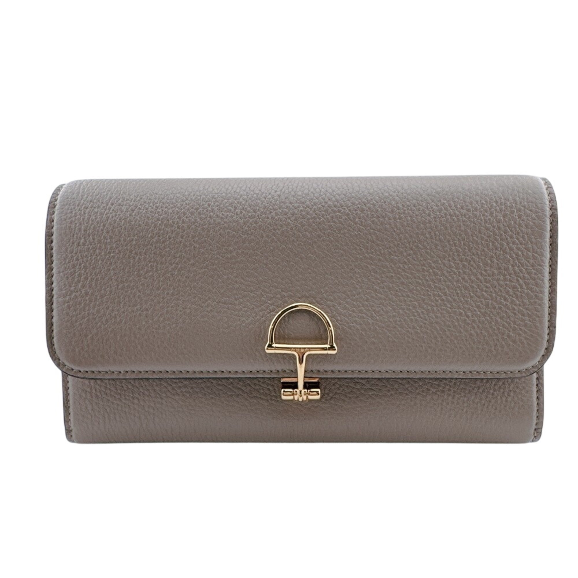 Gucci Beige Leather Long Wallet (Bi-Fold) (Pre-Owned)